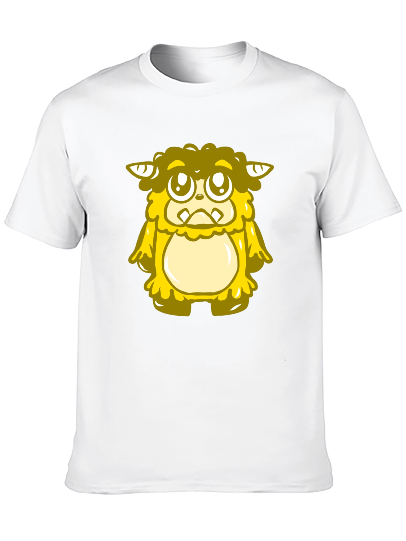 Cute Yellow Monster Graphic T-Shirt - Black