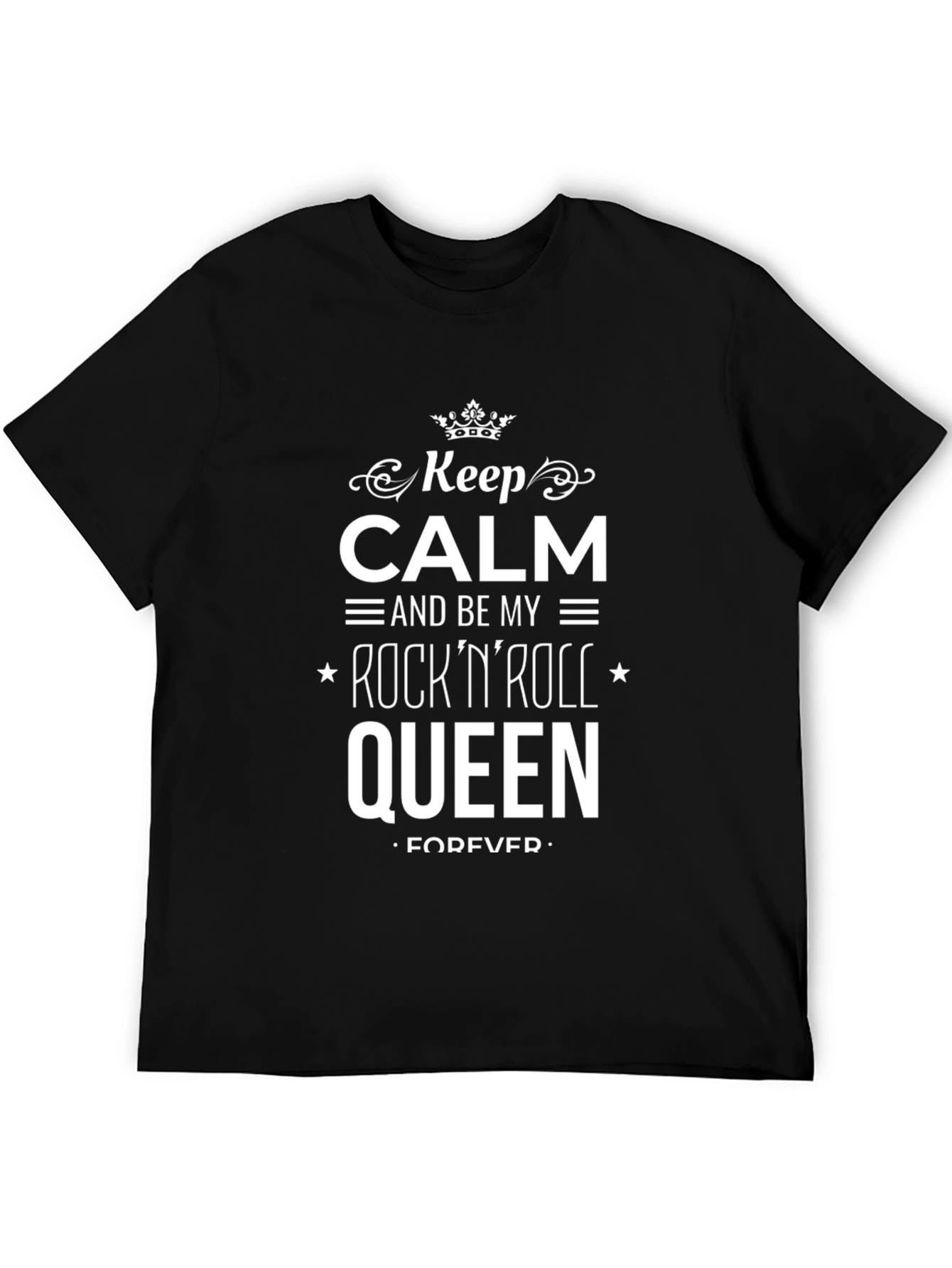 Keep Calm RocknRoll Queen Black Graphic Tee