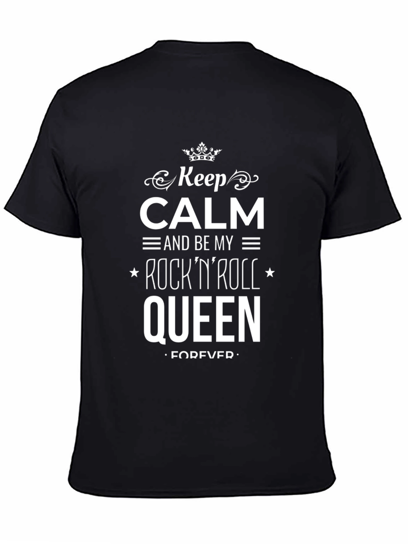 Keep Calm RocknRoll Queen Black Graphic Tee