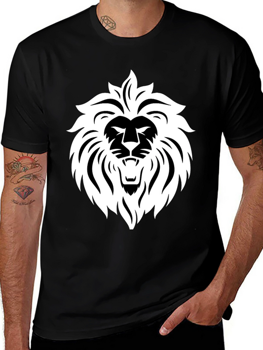 Bold Lion Graphic Tee - Black Cotton Blend