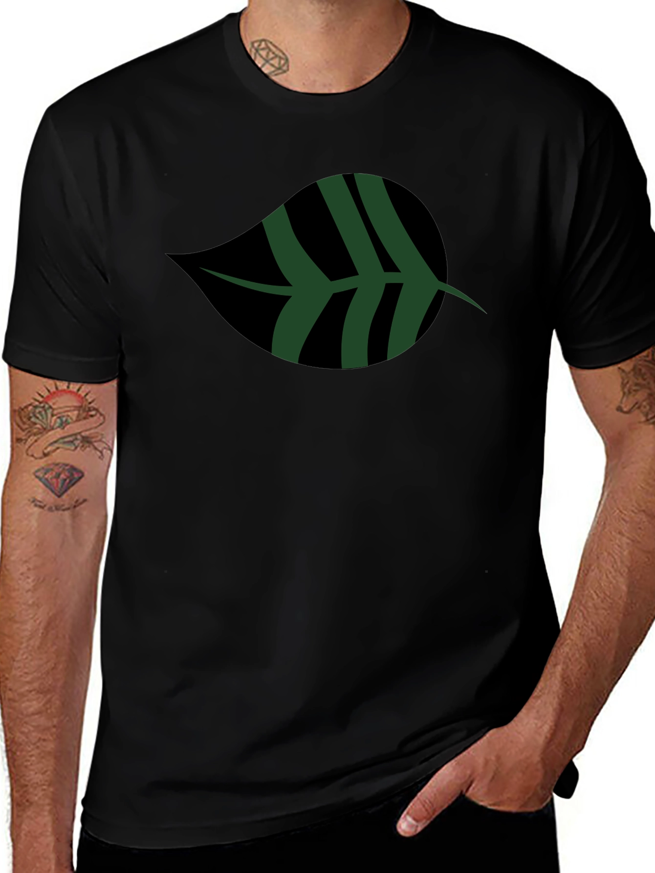 Leaf Graphic Black T-Shirt | Casual Style