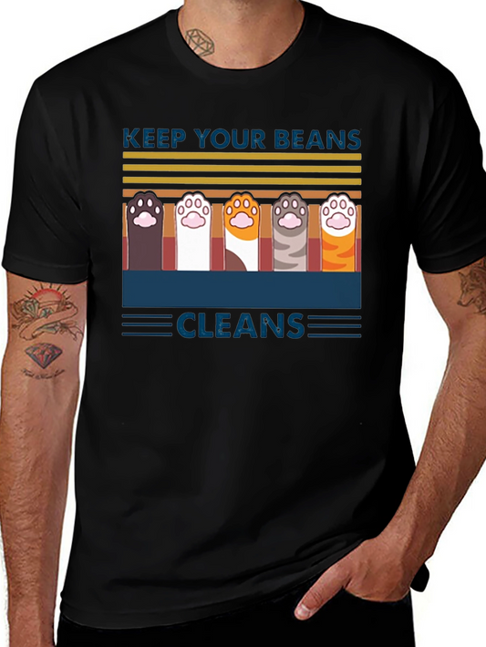 Keep Your Beans Clean T-Shirt | Cute Cat Paw Design