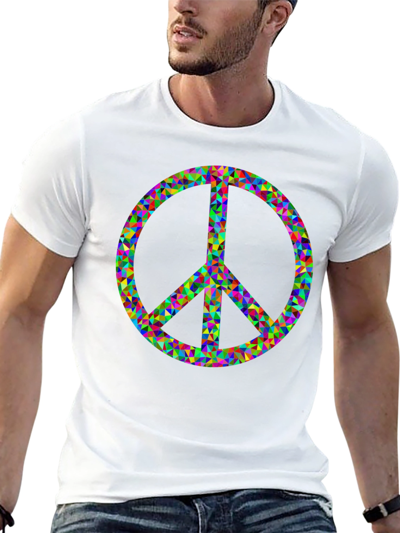 Peace Sign Graphic Tee - Black Cotton Comfort