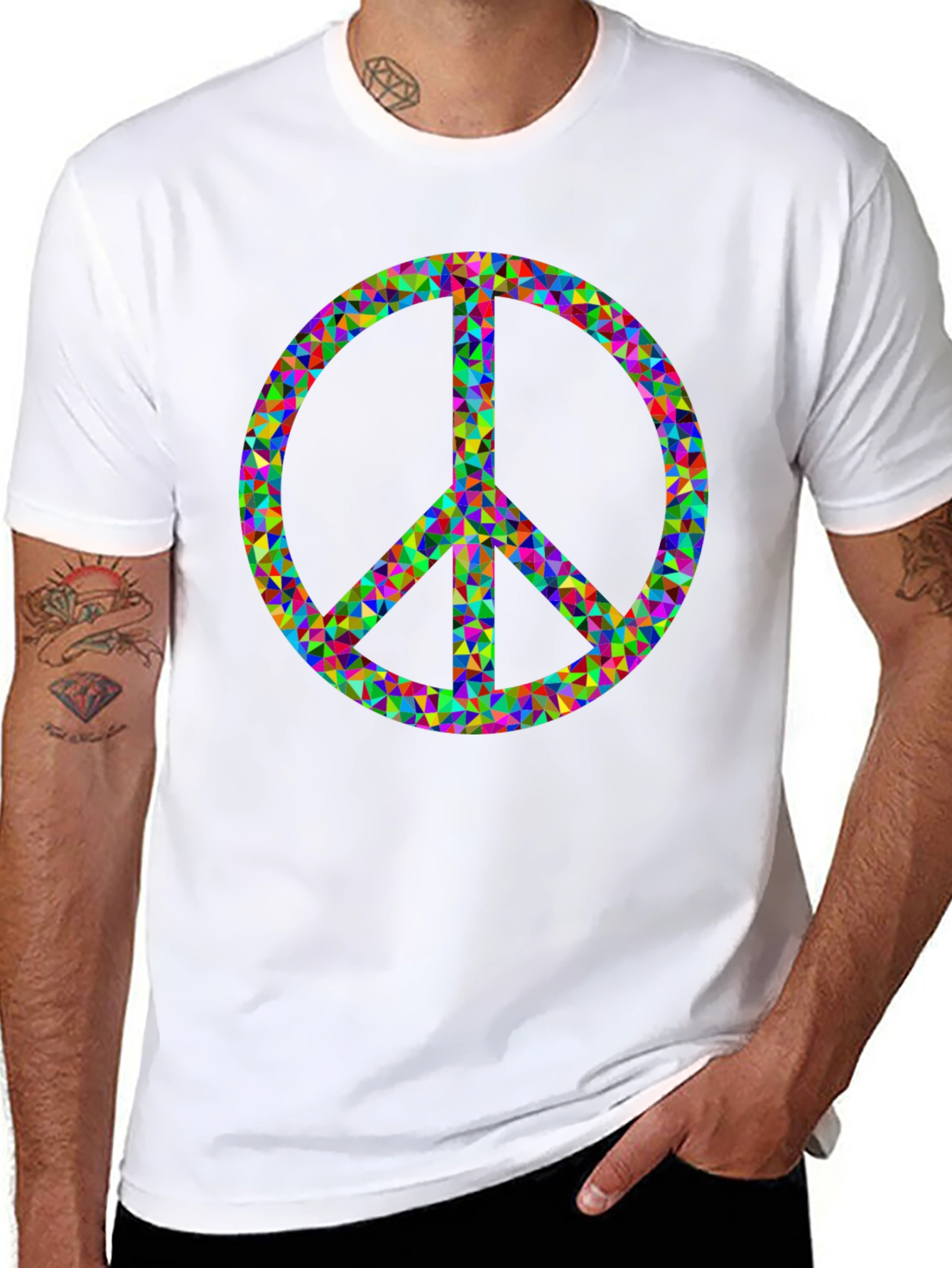 Peace Sign Graphic Tee - Black Cotton Comfort