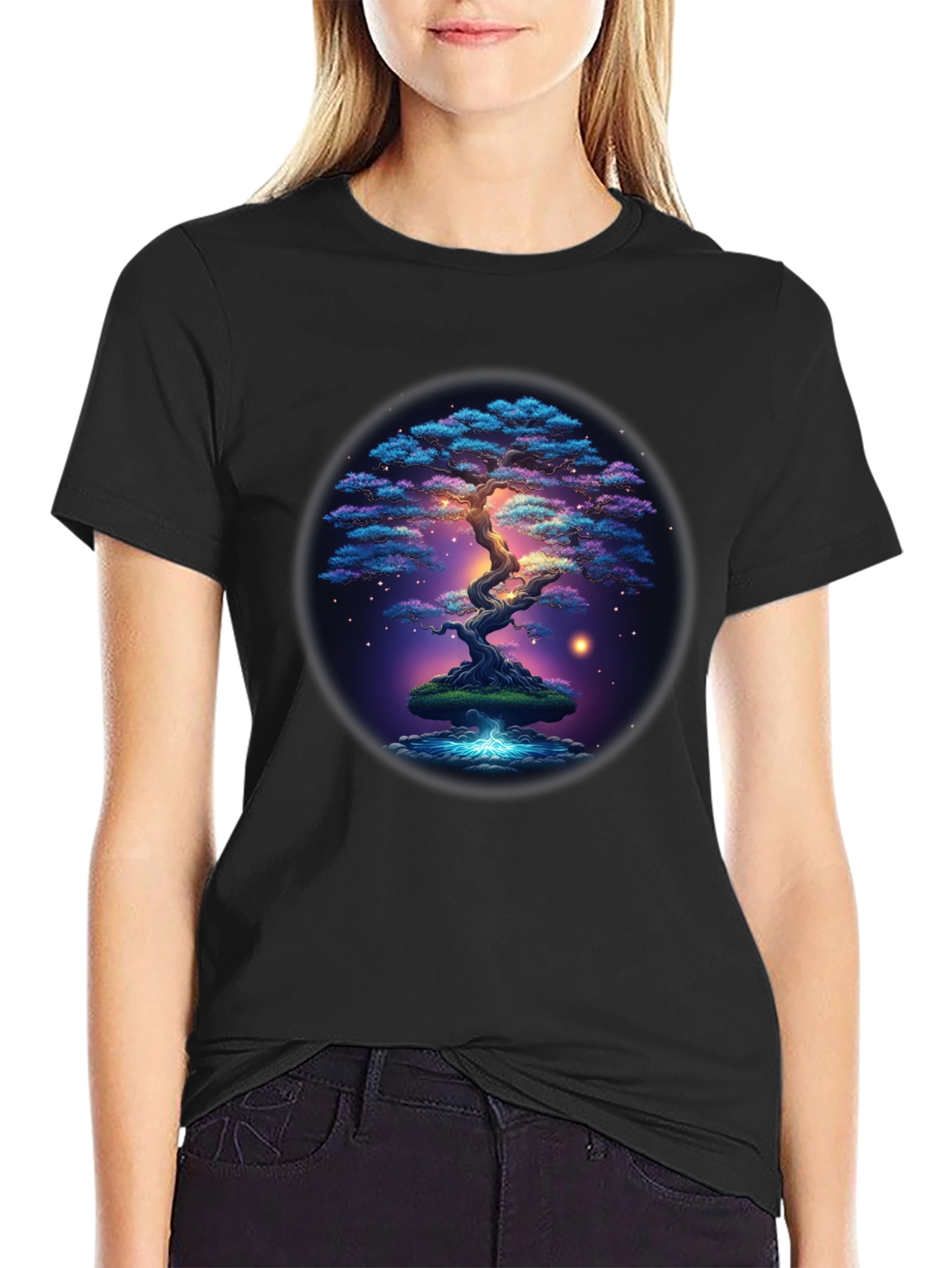Enchanted Bonsai Tree Graphic Tee - Mystical Design
