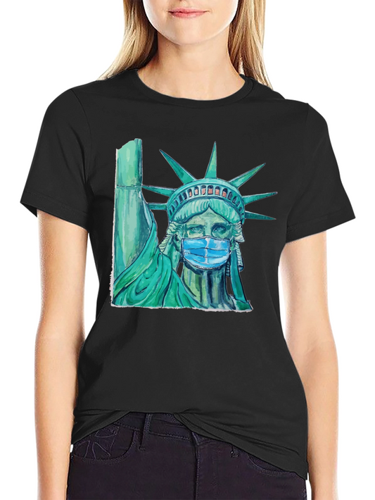 Statue of Liberty Mask Graphic T-Shirt