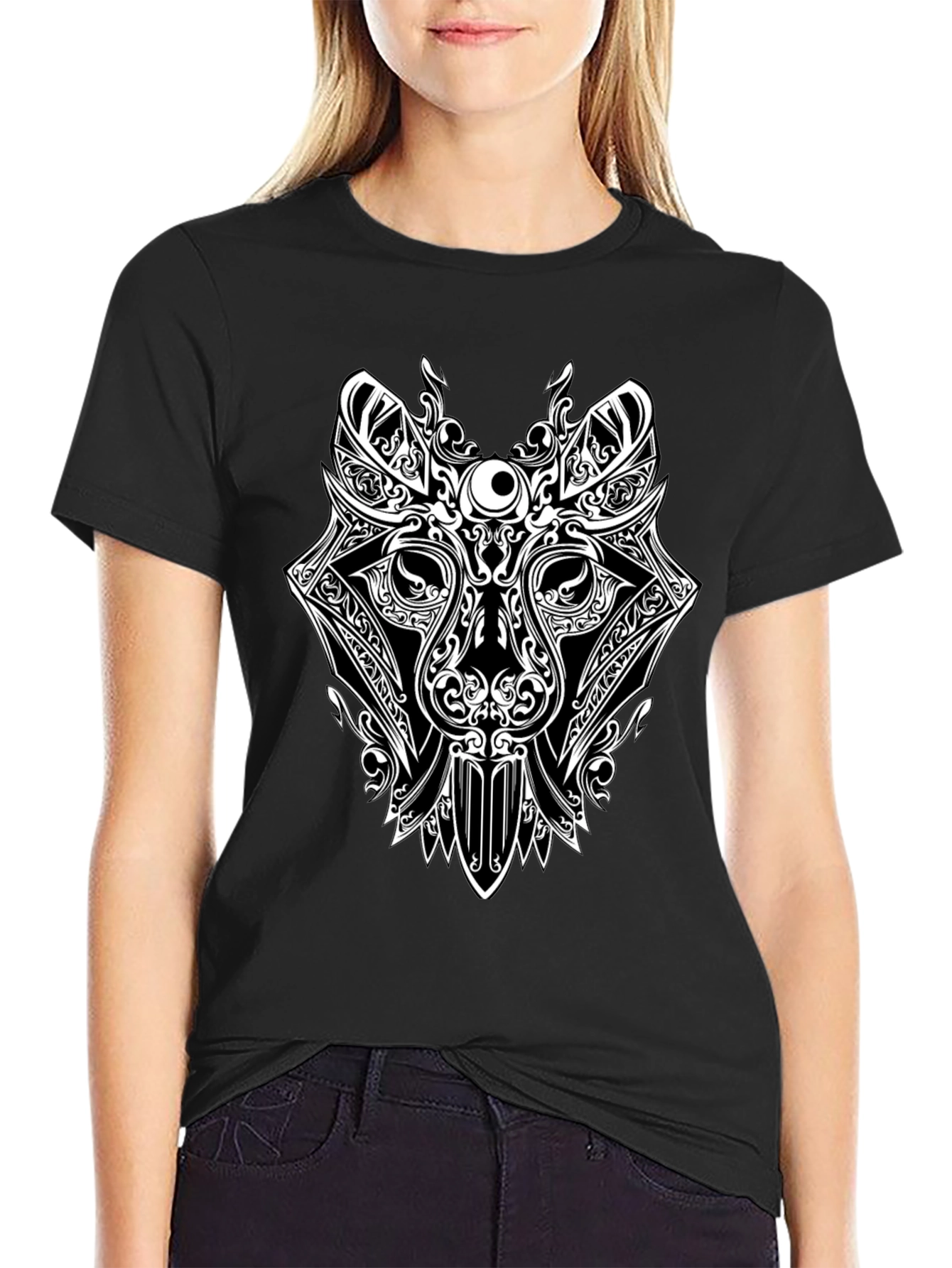 Tribal Wolf Graphic T-Shirt