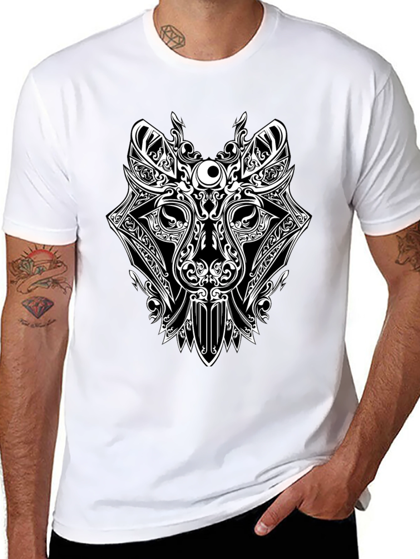 Tribal Wolf Graphic T-Shirt