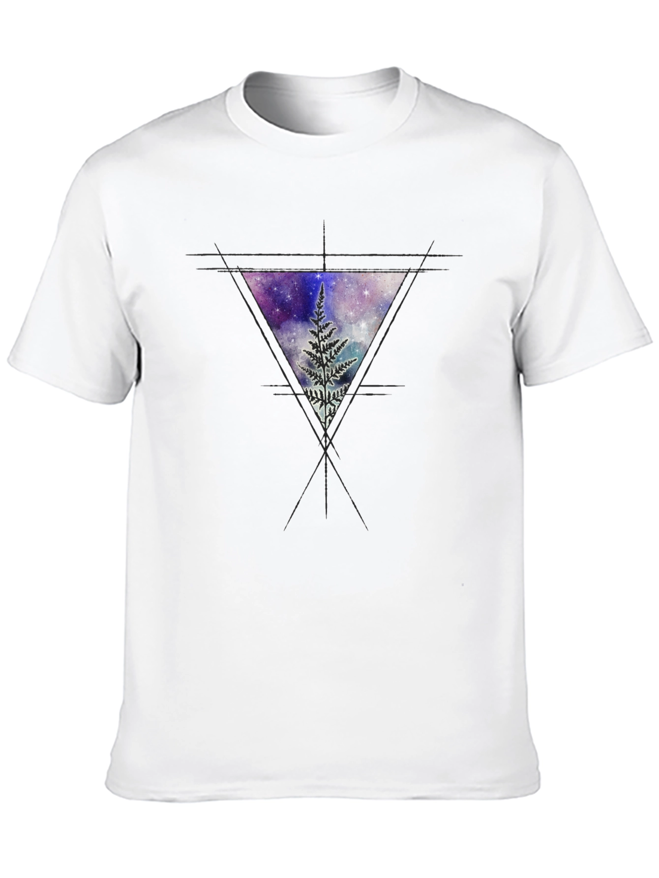 Cosmic Fern Triangle Graphic Tee - Black