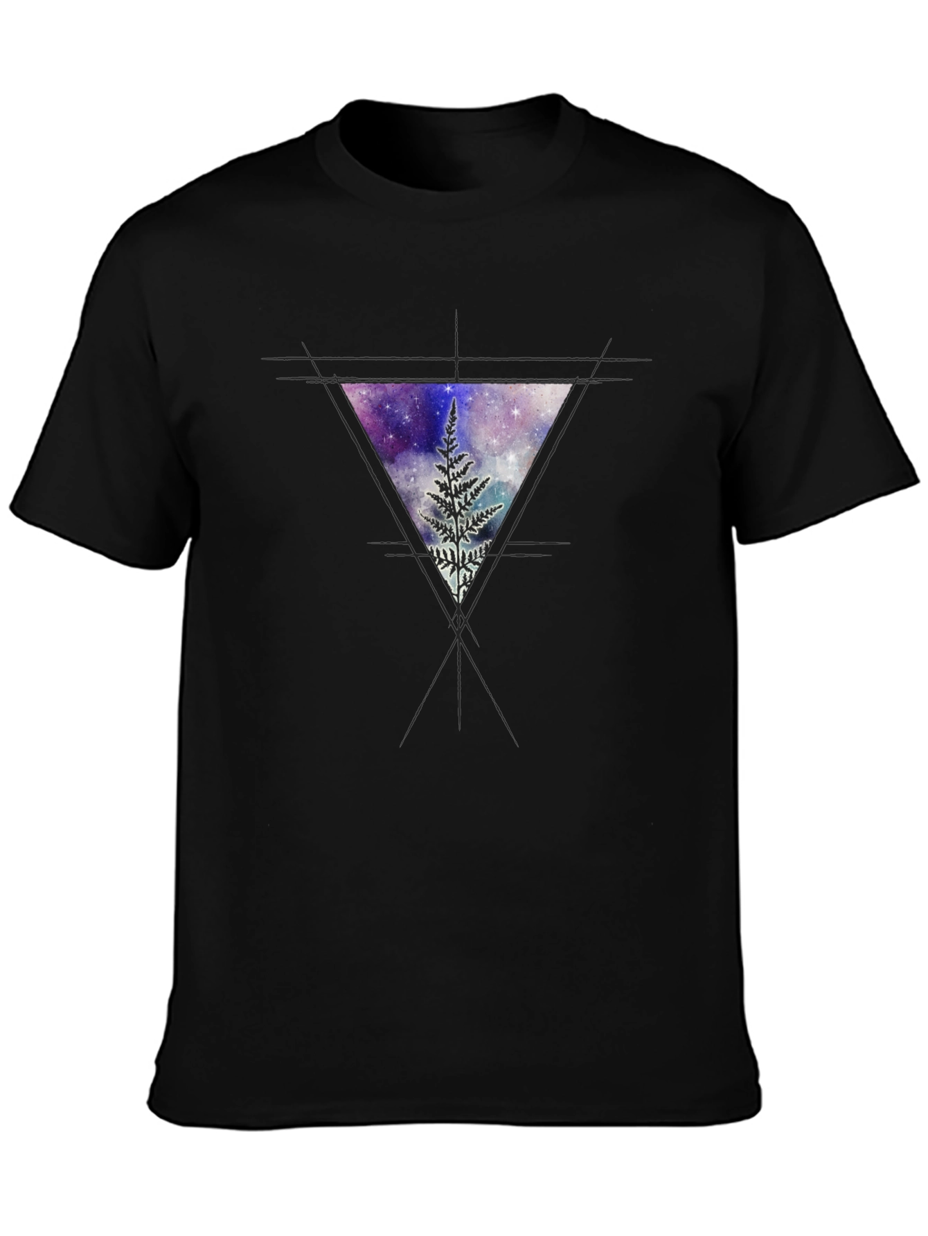 Cosmic Fern Triangle Graphic Tee - Black