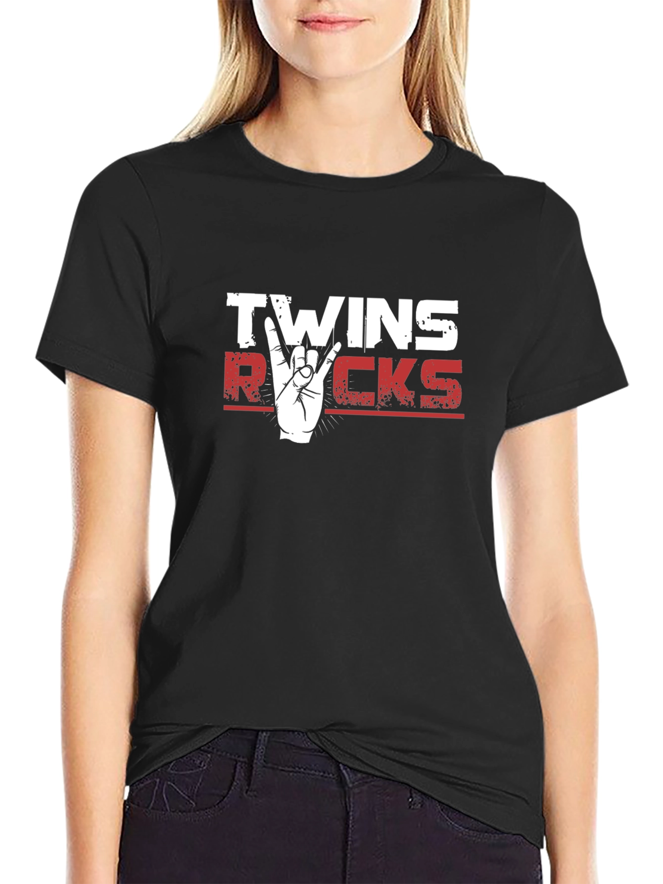 Twins Rocks Graphic T-Shirt - Black