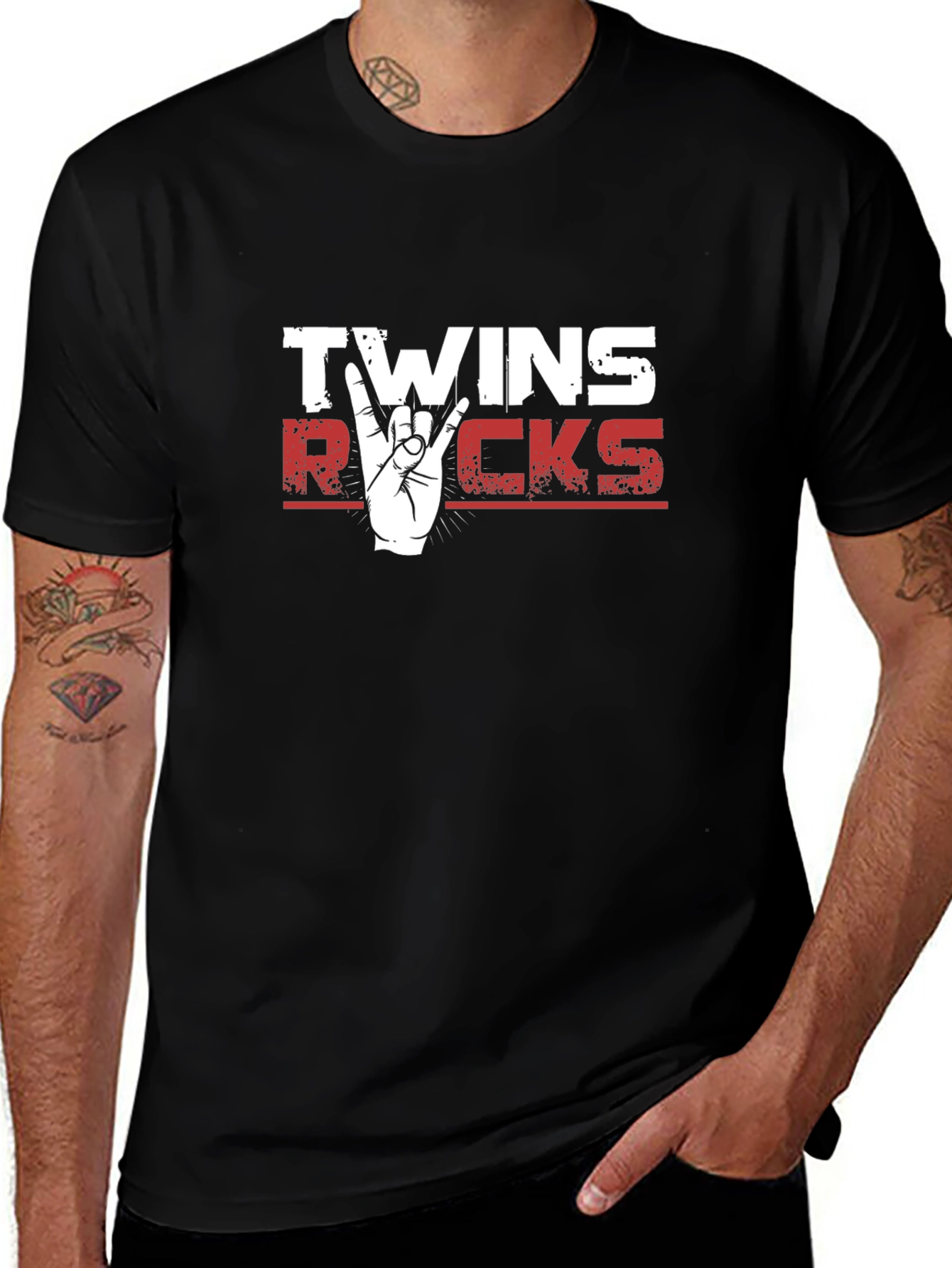 Twins Rocks Graphic T-Shirt - Black