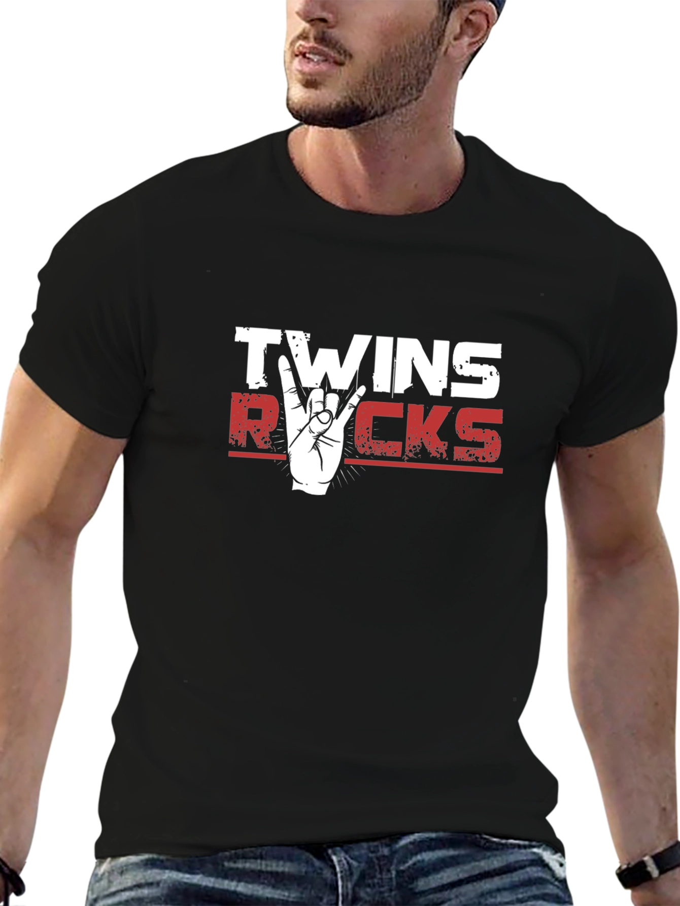 Twins Rocks Graphic T-Shirt - Black