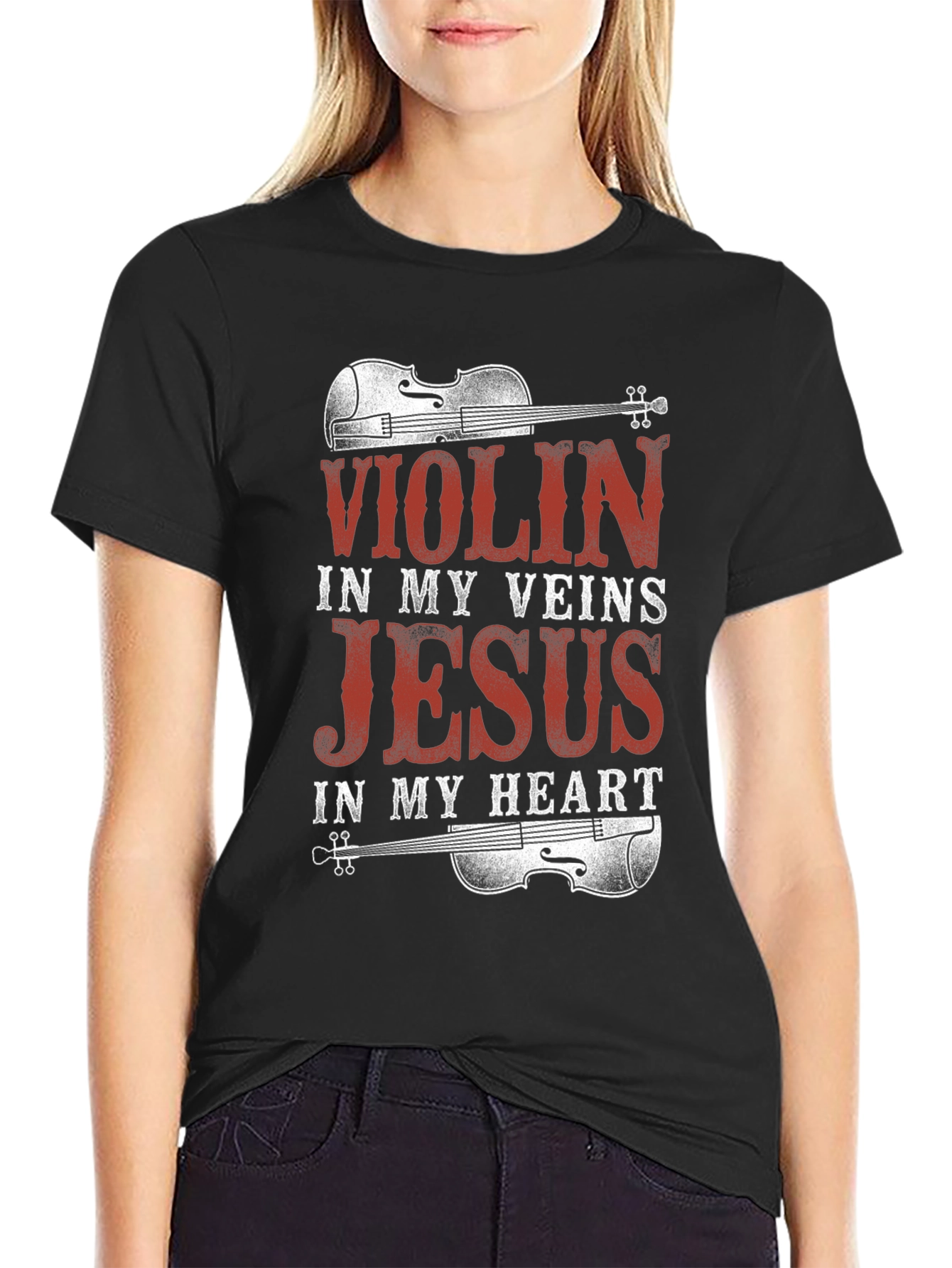 Violin Jesus Graphic Tee