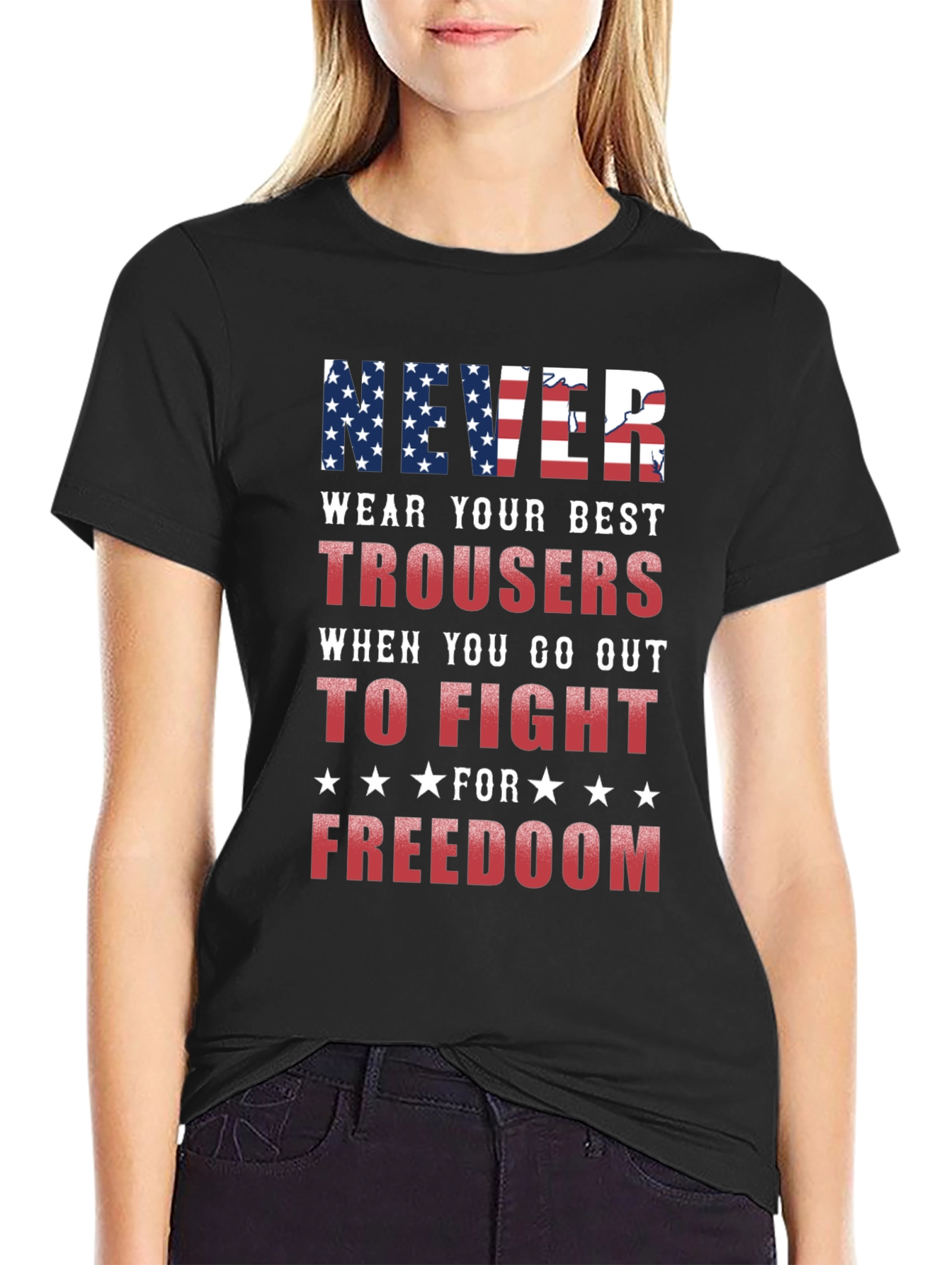 Never Wear Trousers Patriotic Graphic Tee