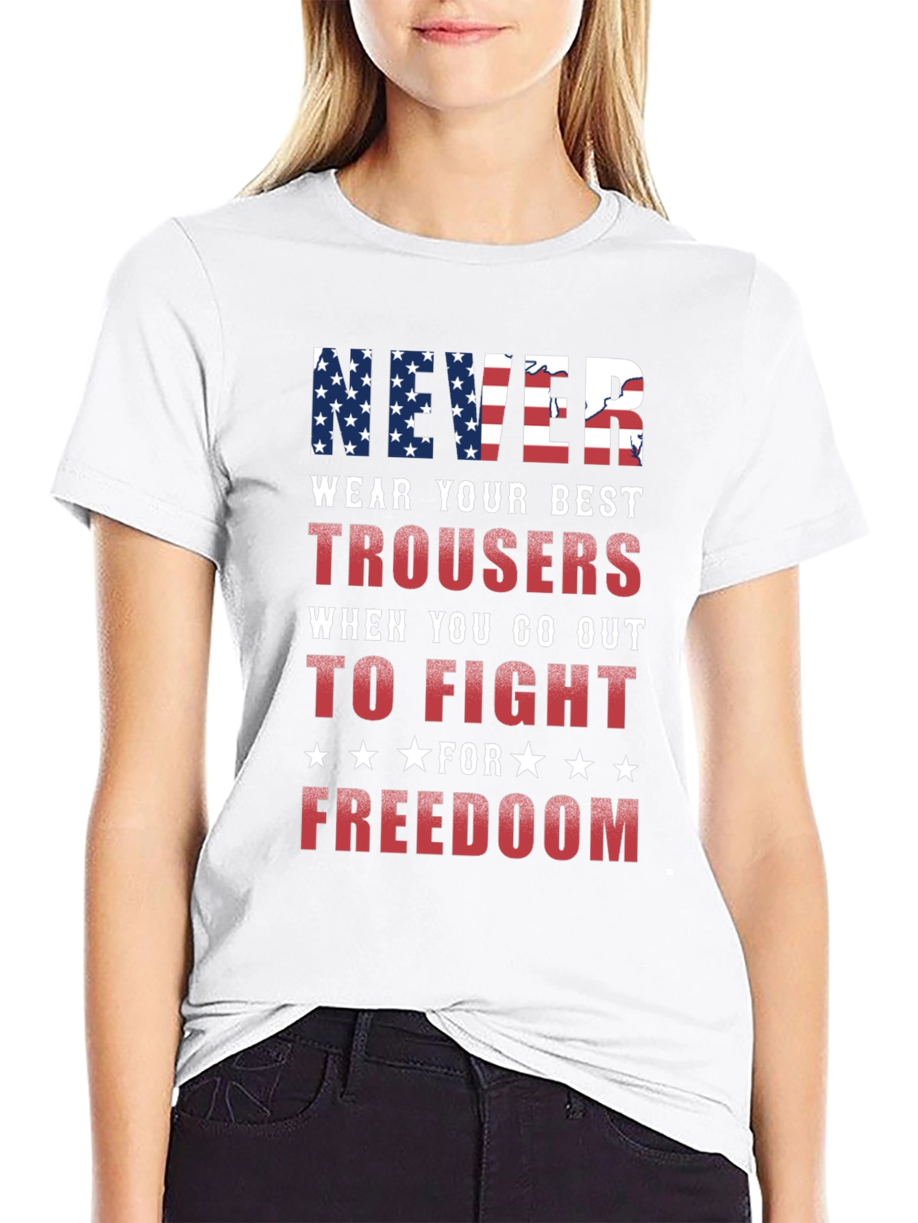Never Wear Trousers Patriotic Graphic Tee