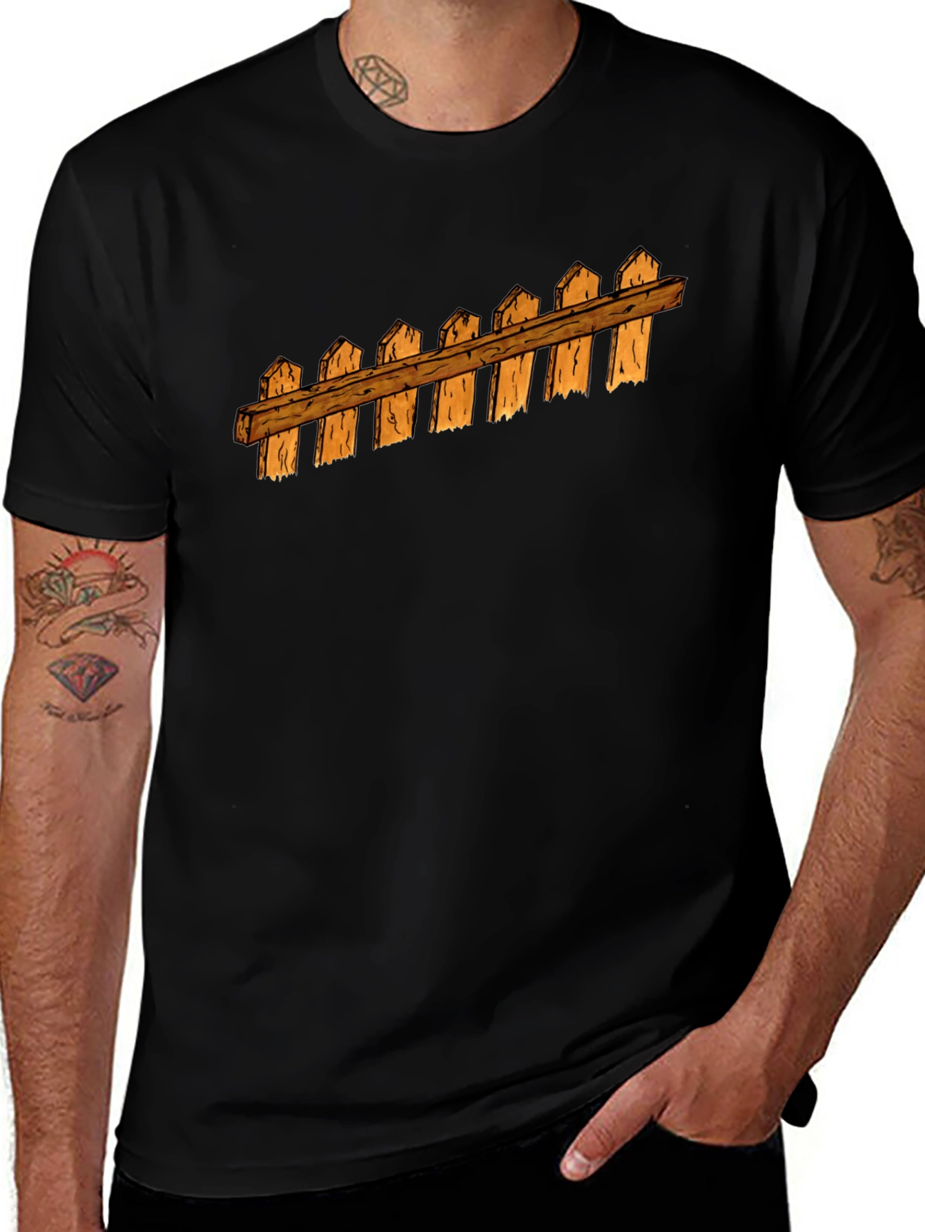 Fence Graphic Black T-Shirt