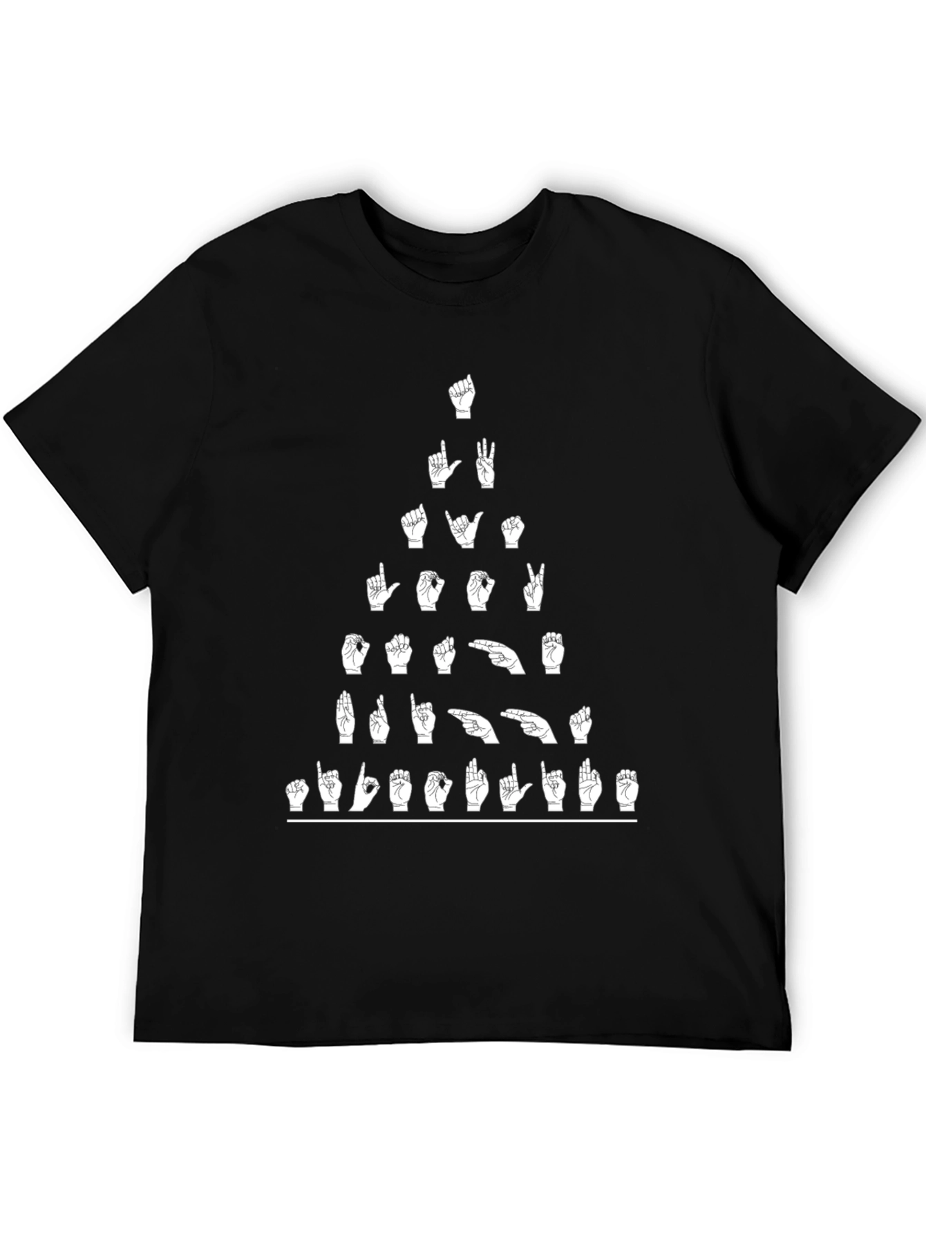 ASL Alphabet Hand Sign Language Black T-Shirt
