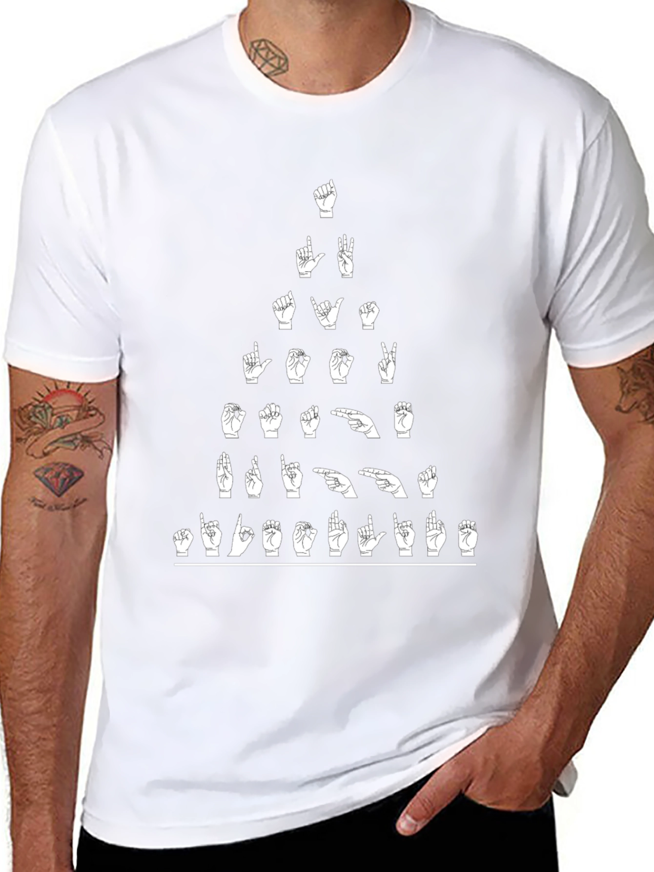 ASL Alphabet Hand Sign Language Black T-Shirt