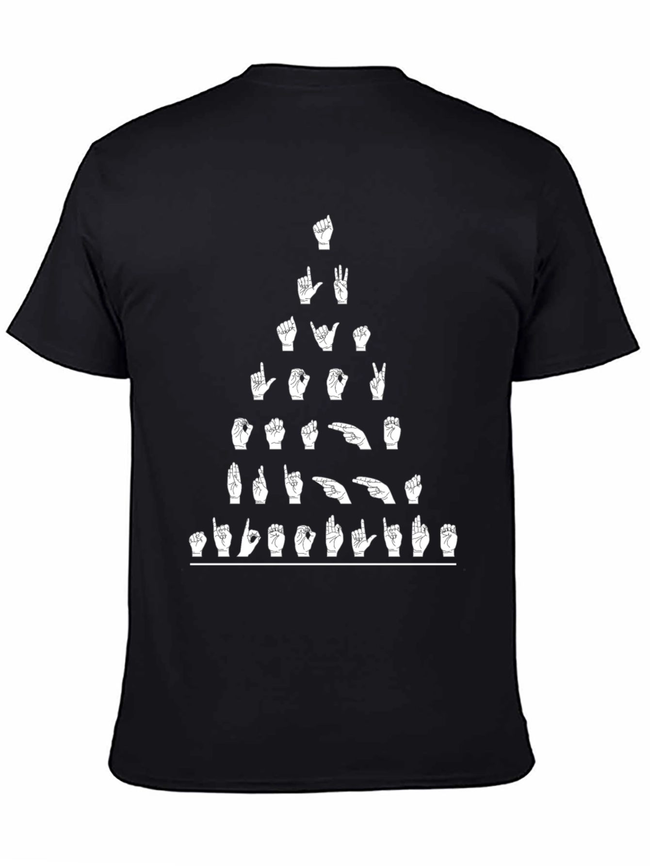 ASL Alphabet Hand Sign Language Black T-Shirt