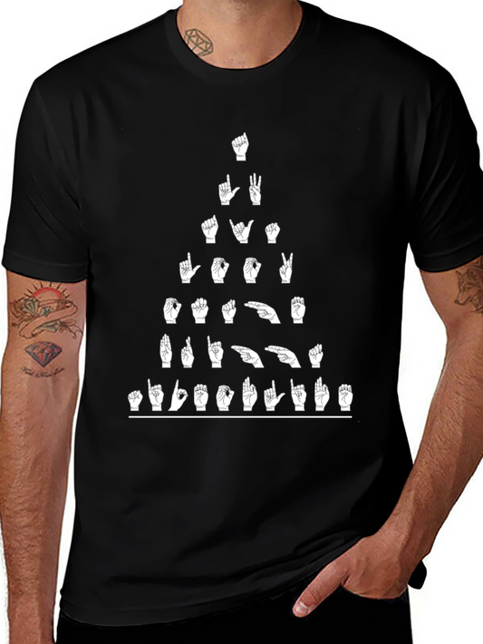 ASL Alphabet Hand Sign Language Black T-Shirt