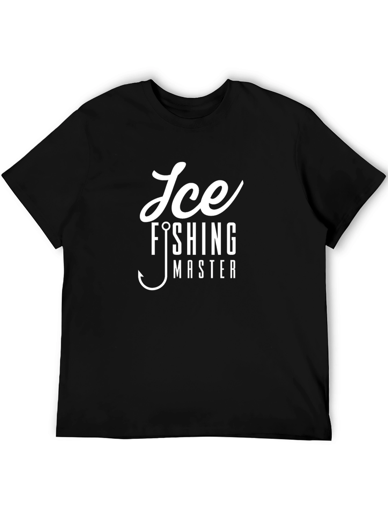 Ice Fishing Master Graphic Tee - Black Cotton T-Shirt