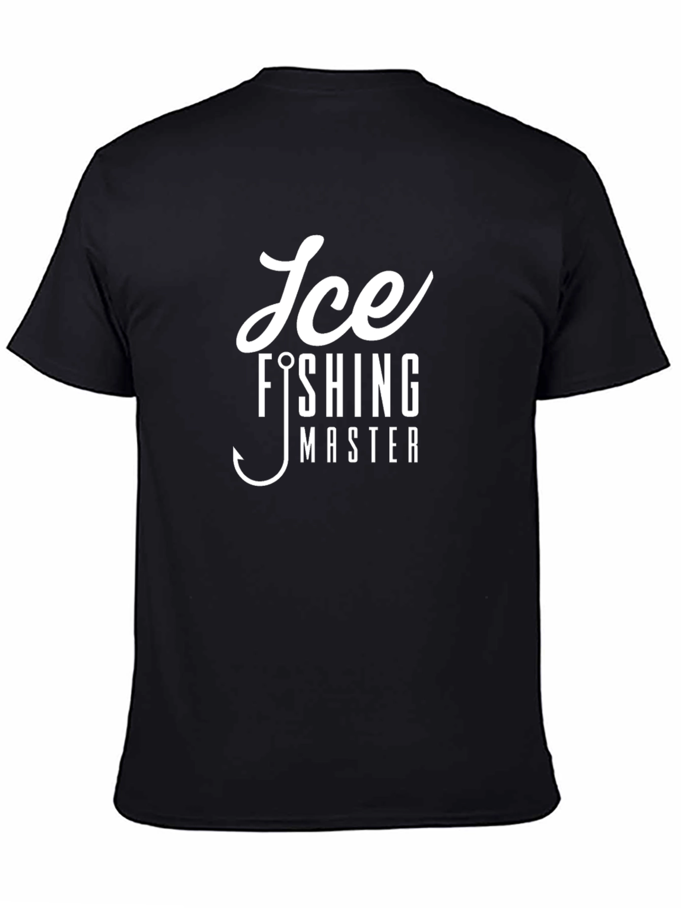 Ice Fishing Master Graphic Tee - Black Cotton T-Shirt