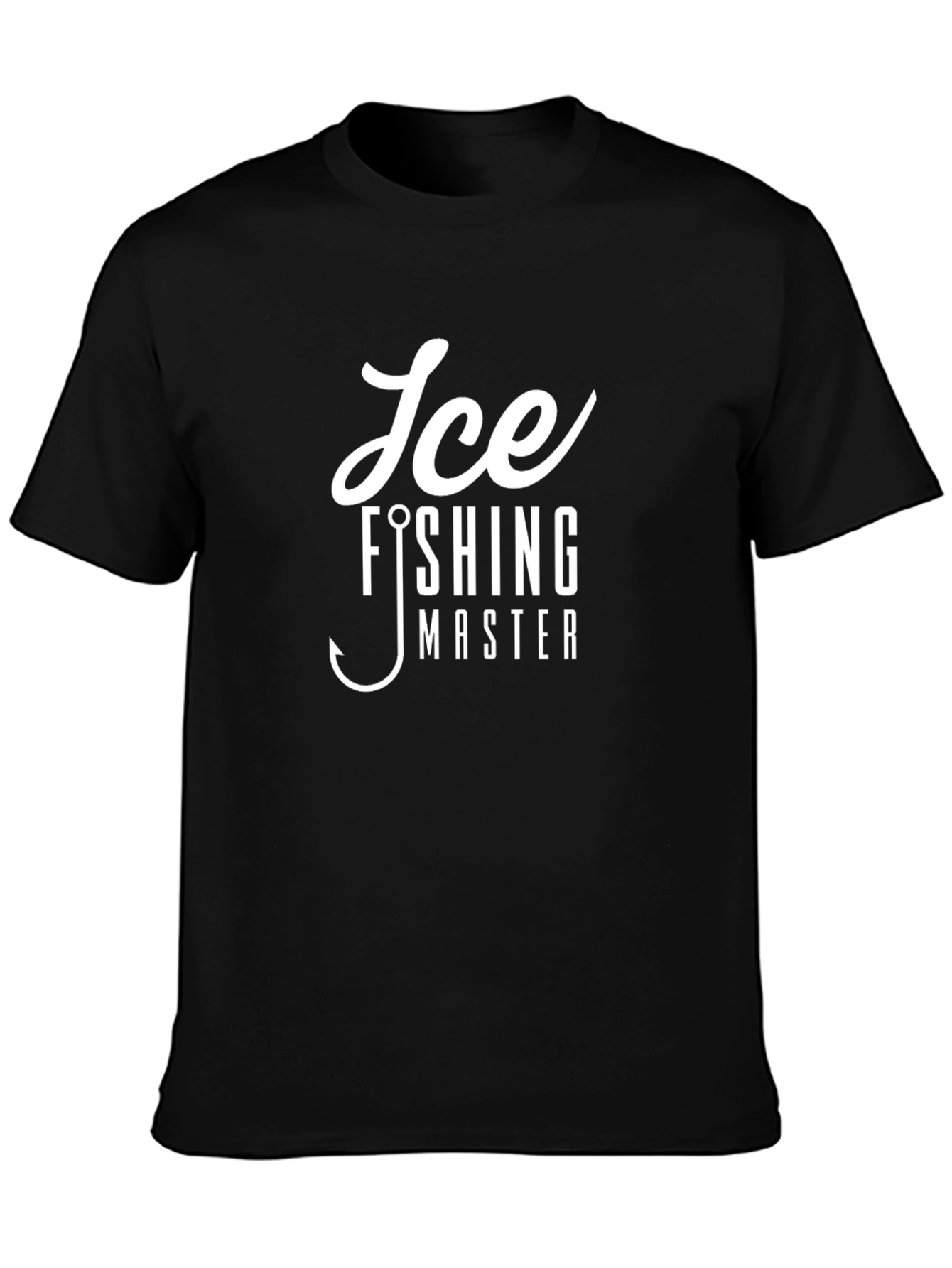 Ice Fishing Master Graphic Tee - Black Cotton T-Shirt