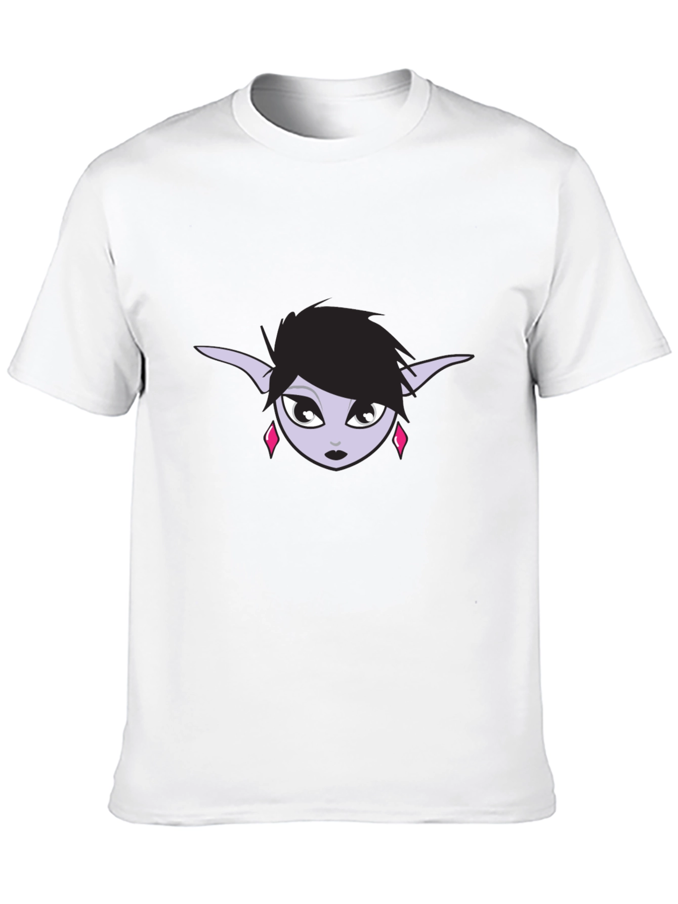 Black T-Shirt with Elf Girl Graphic Tee
