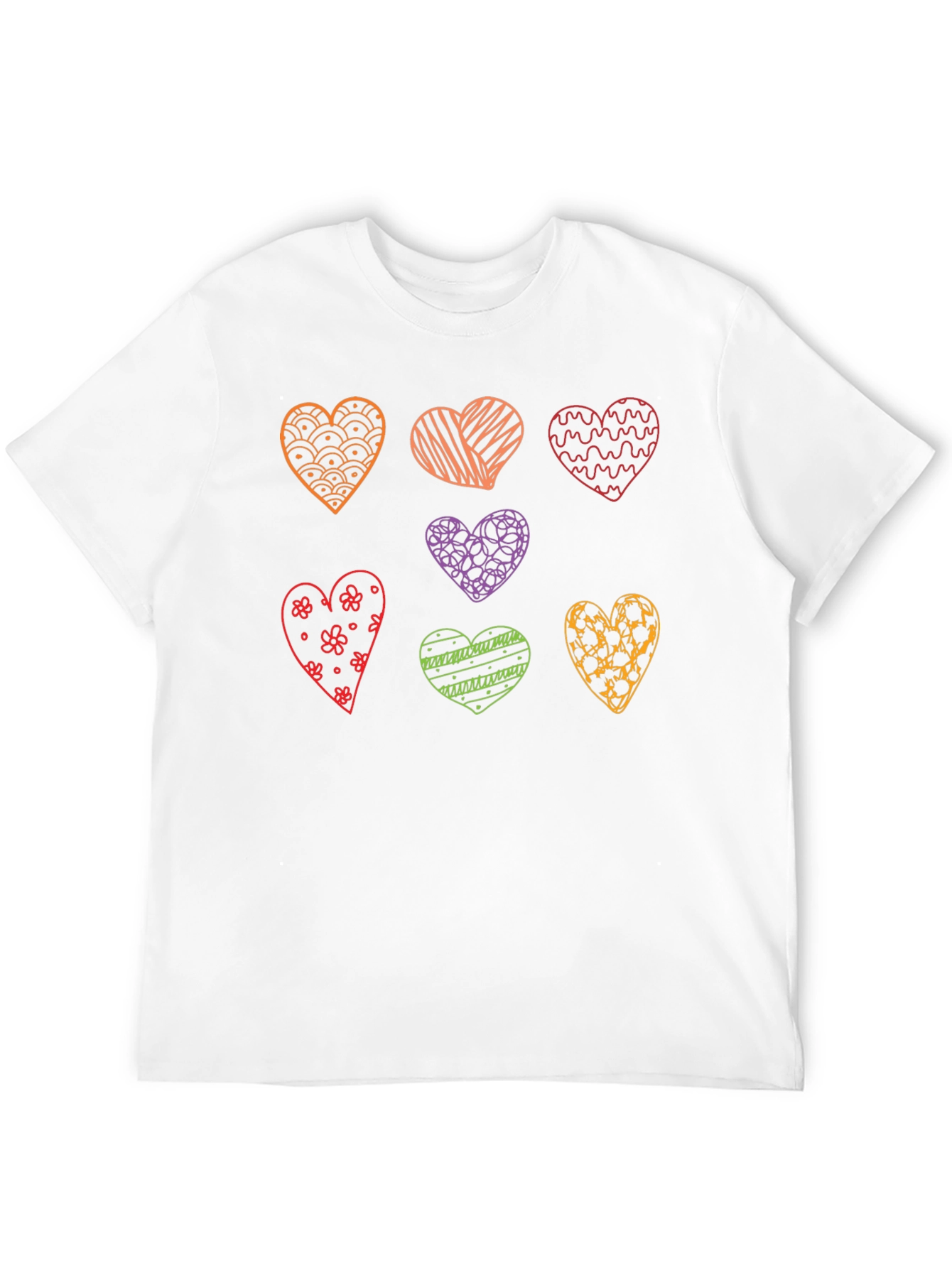 Heart Pattern Mens Black Graphic Tee