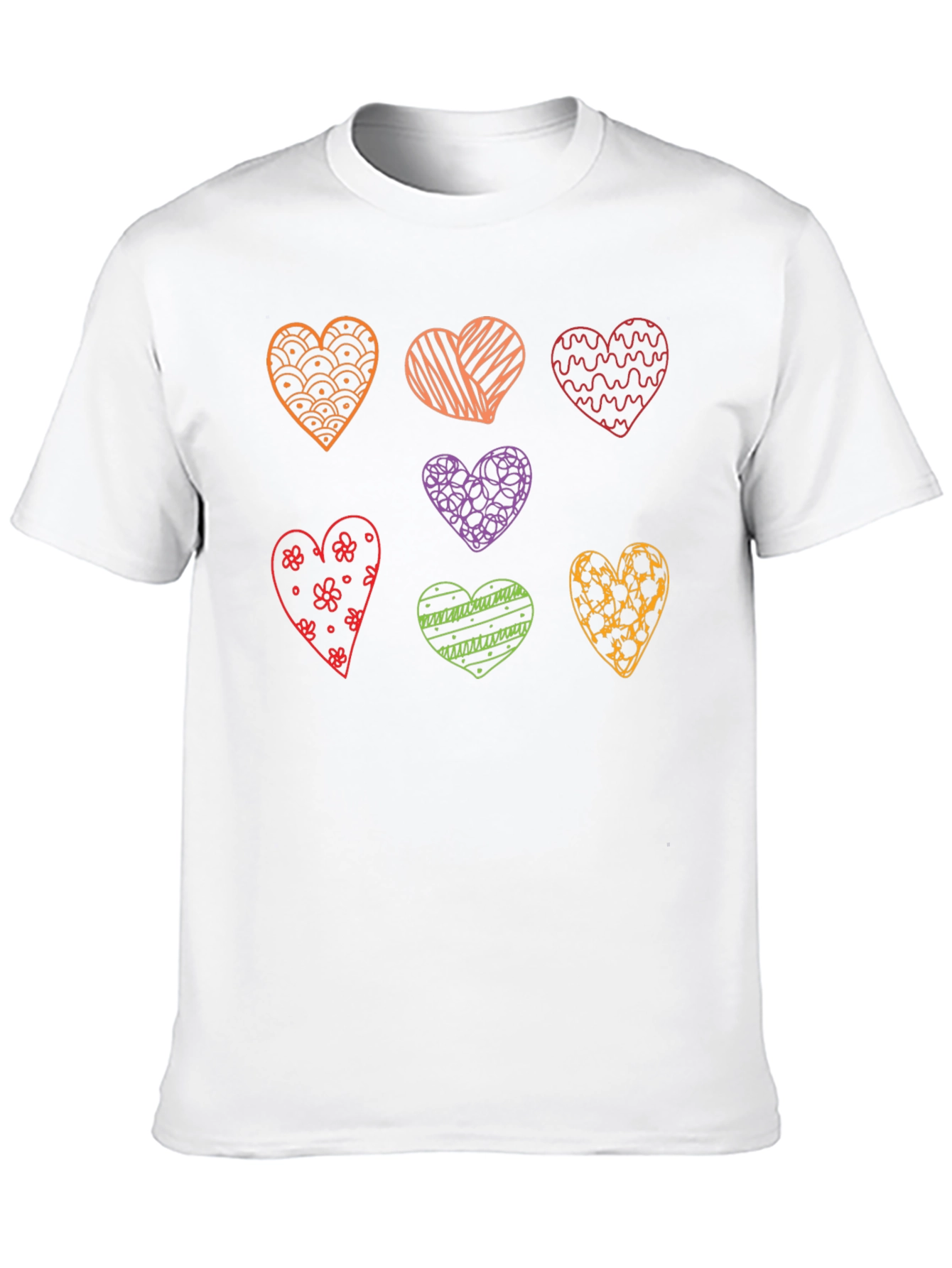 Heart Pattern Mens Black Graphic Tee