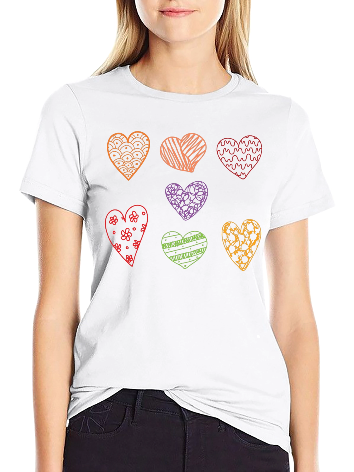 Heart Pattern Mens Black Graphic Tee