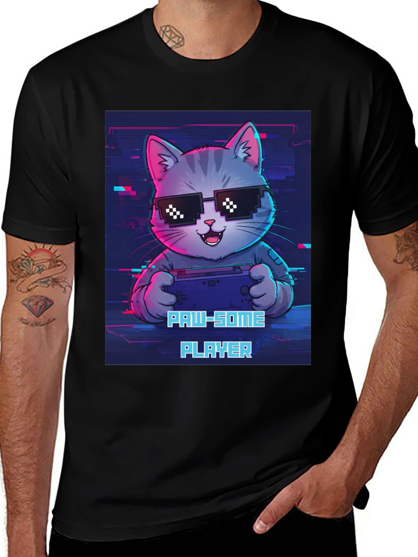 Gaming Cat Graphic Tee - Paw-some Player T-shirt