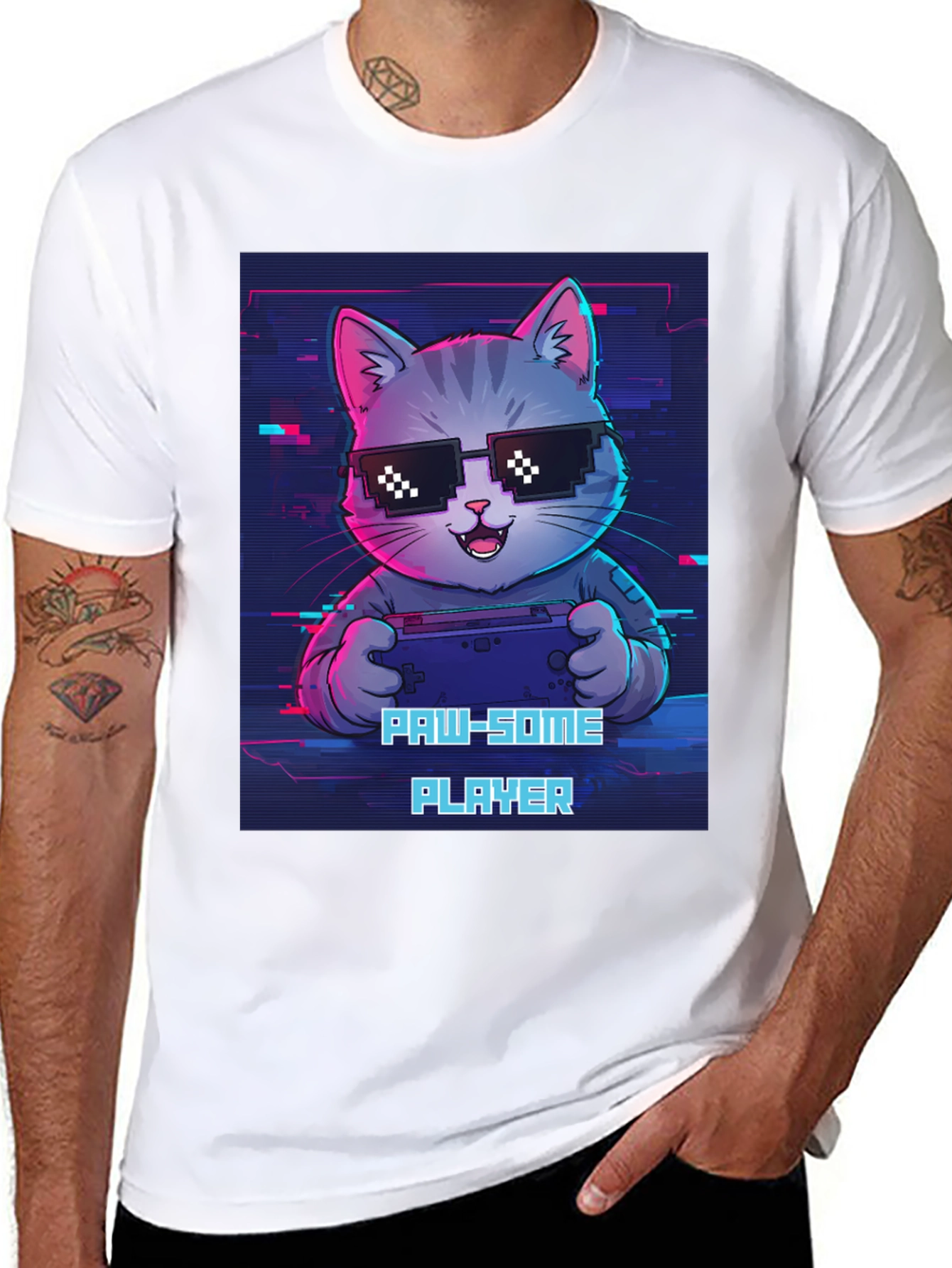 Gaming Cat Graphic Tee - Paw-some Player T-shirt