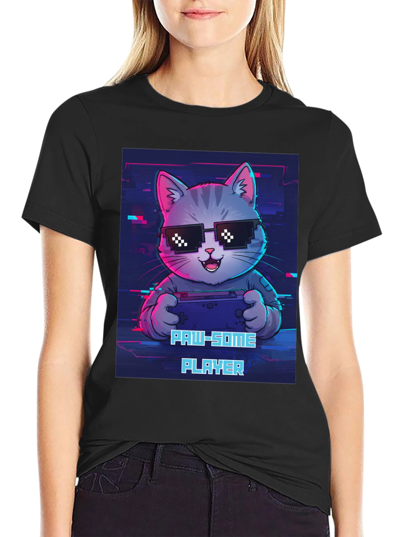 Gaming Cat Graphic Tee - Paw-some Player T-shirt