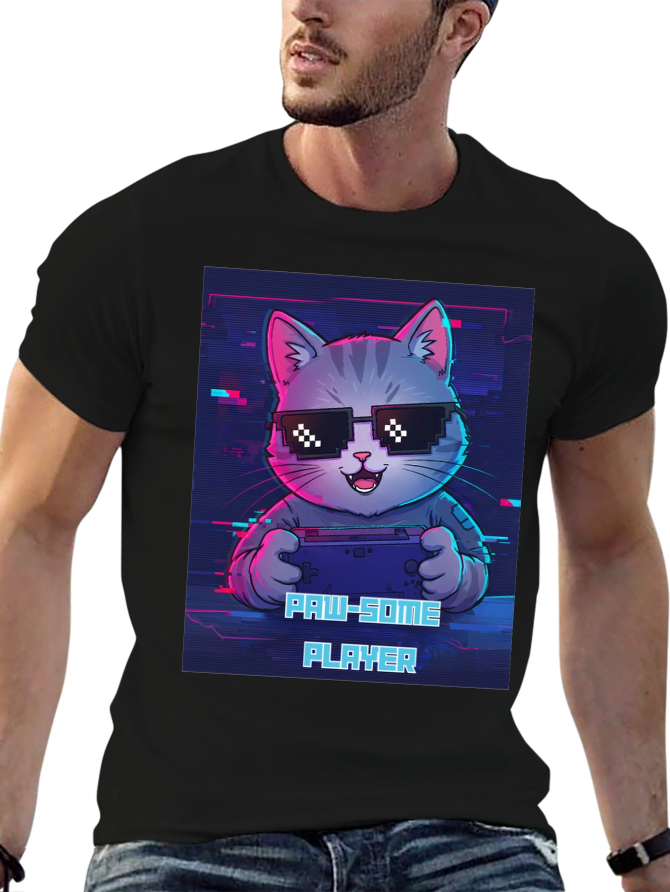 Gaming Cat Graphic Tee - Paw-some Player T-shirt