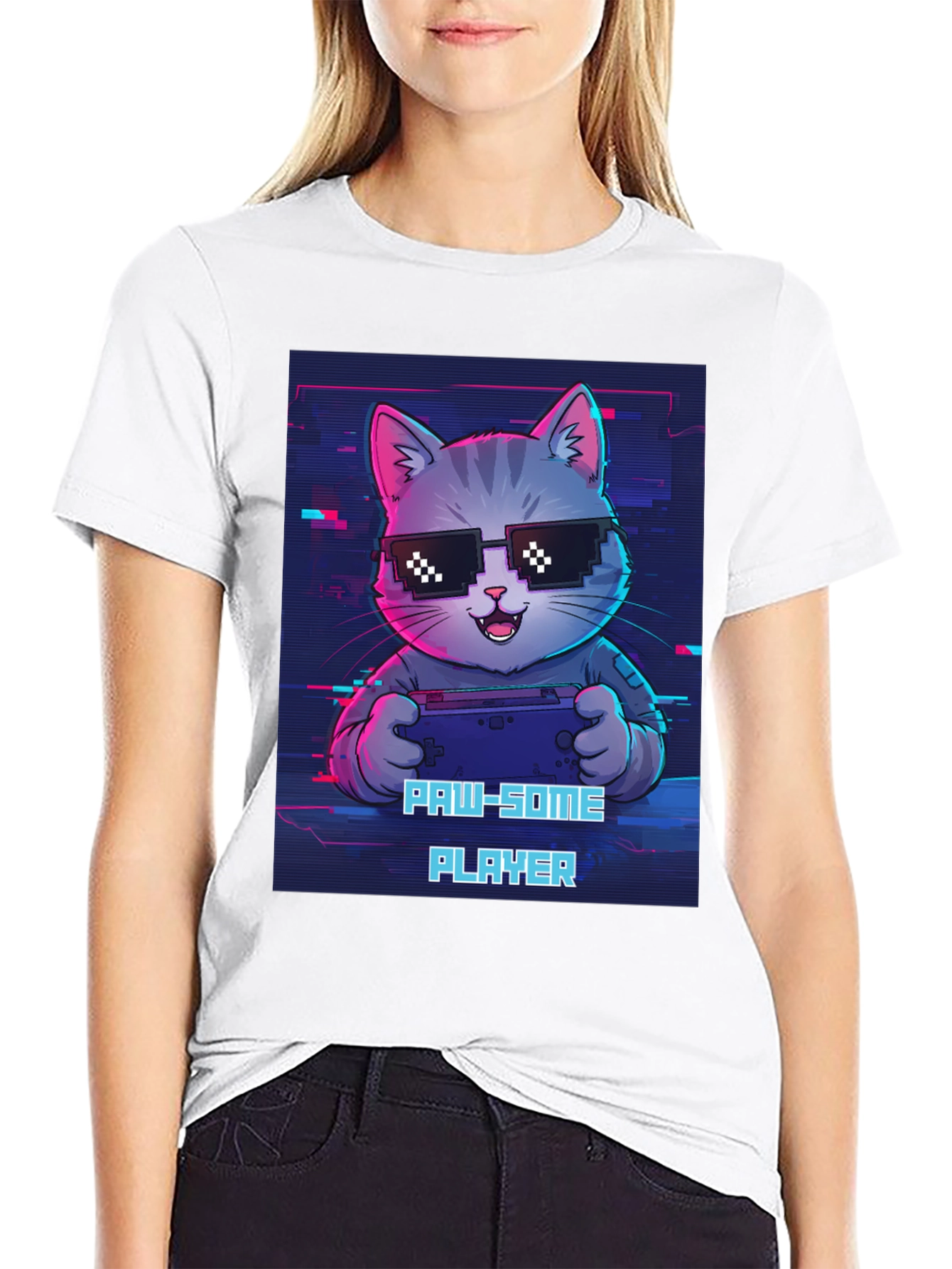 Gaming Cat Graphic Tee - Paw-some Player T-shirt