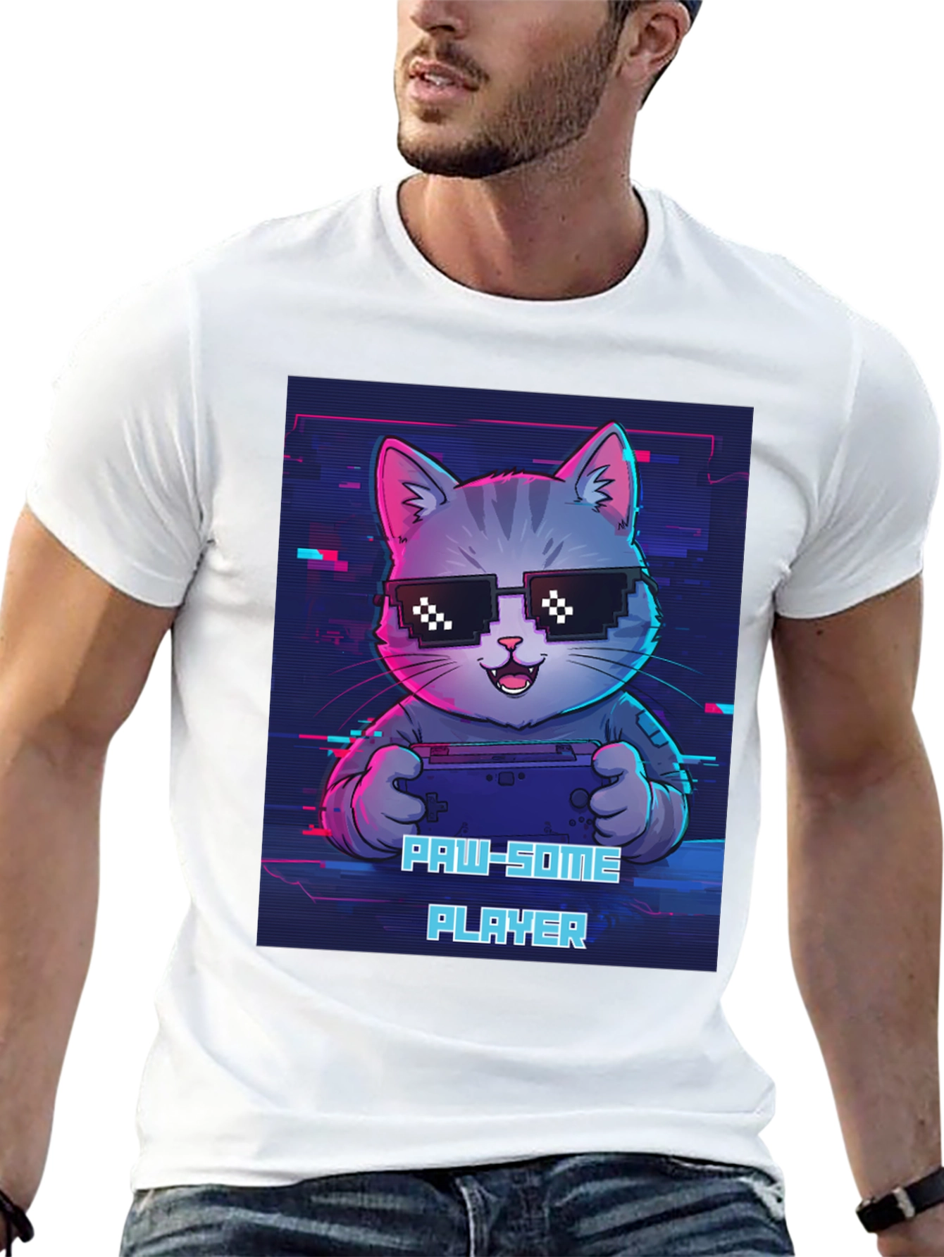 Gaming Cat Graphic Tee - Paw-some Player T-shirt
