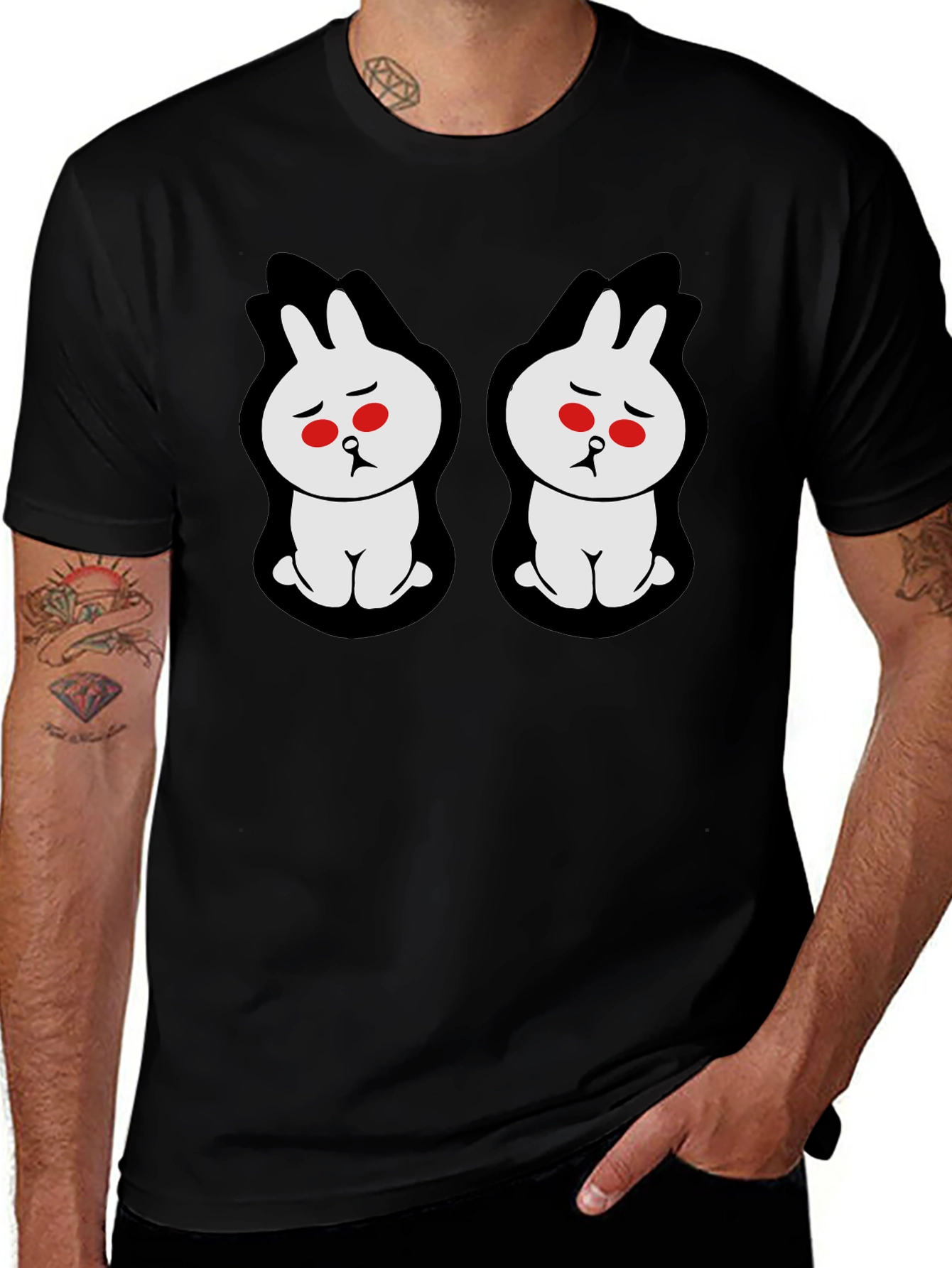 Sad Bunny Graphic Tee - Black Cotton Blend