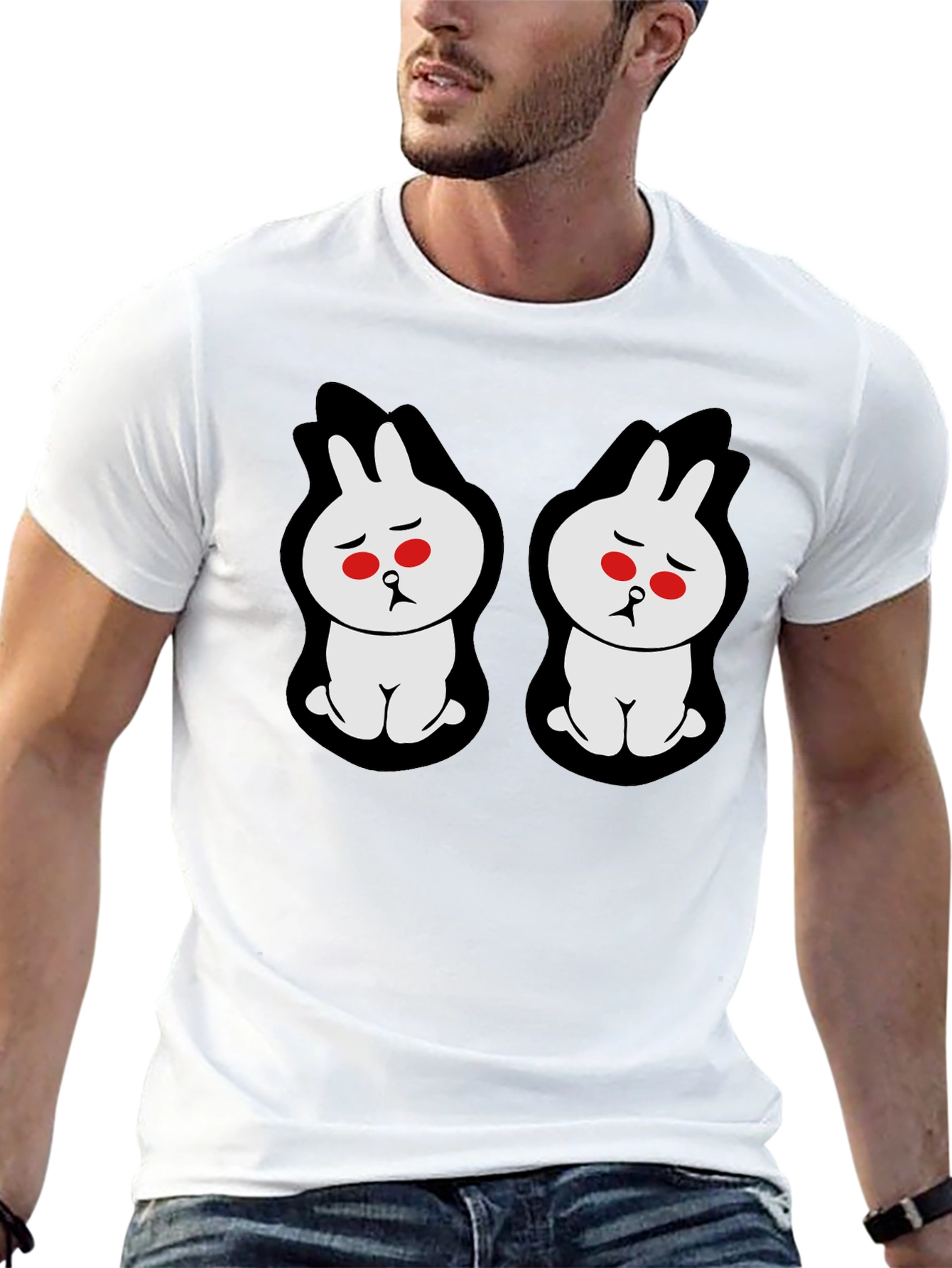 Sad Bunny Graphic Tee - Black Cotton Blend