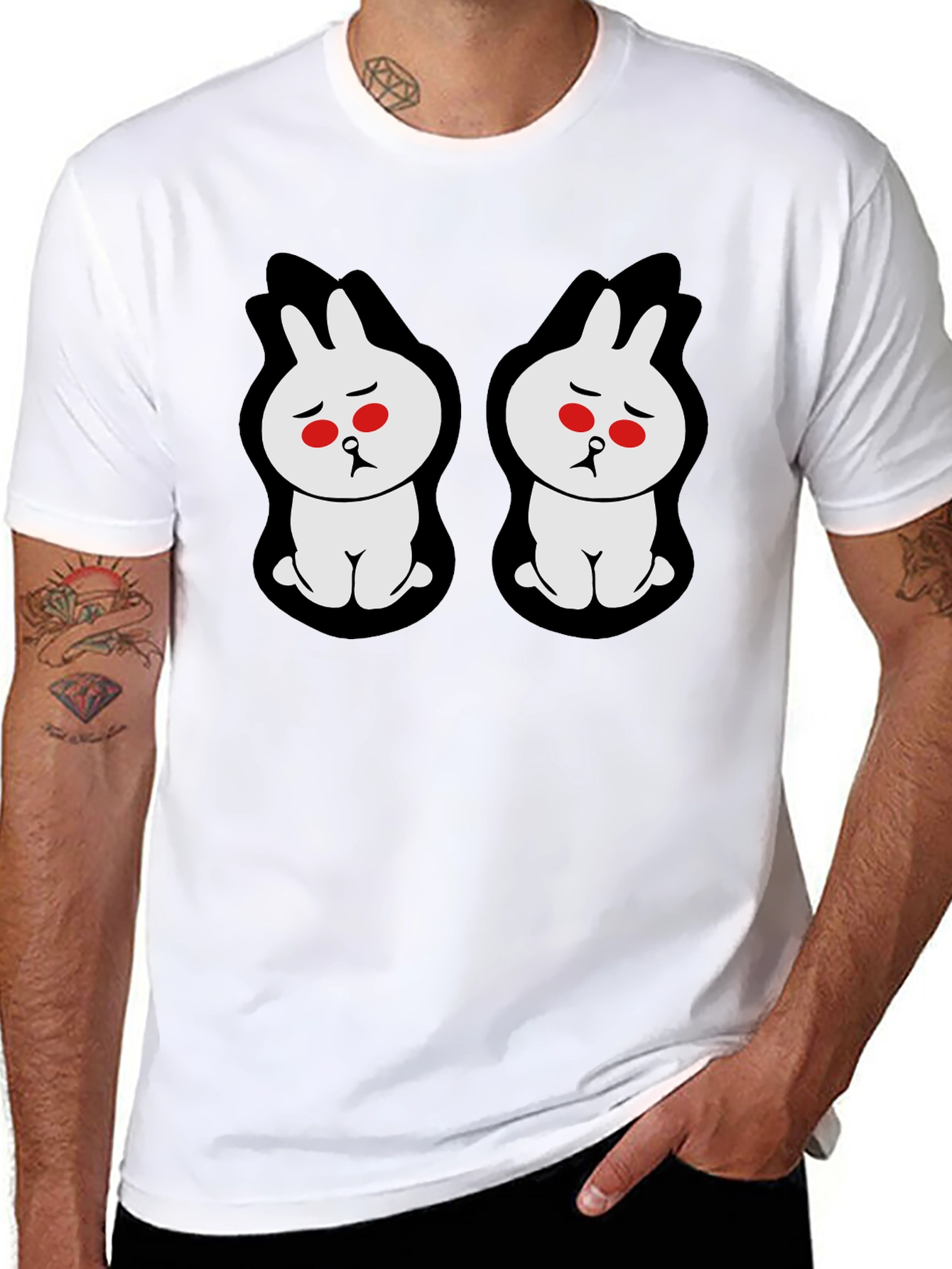 Sad Bunny Graphic Tee - Black Cotton Blend