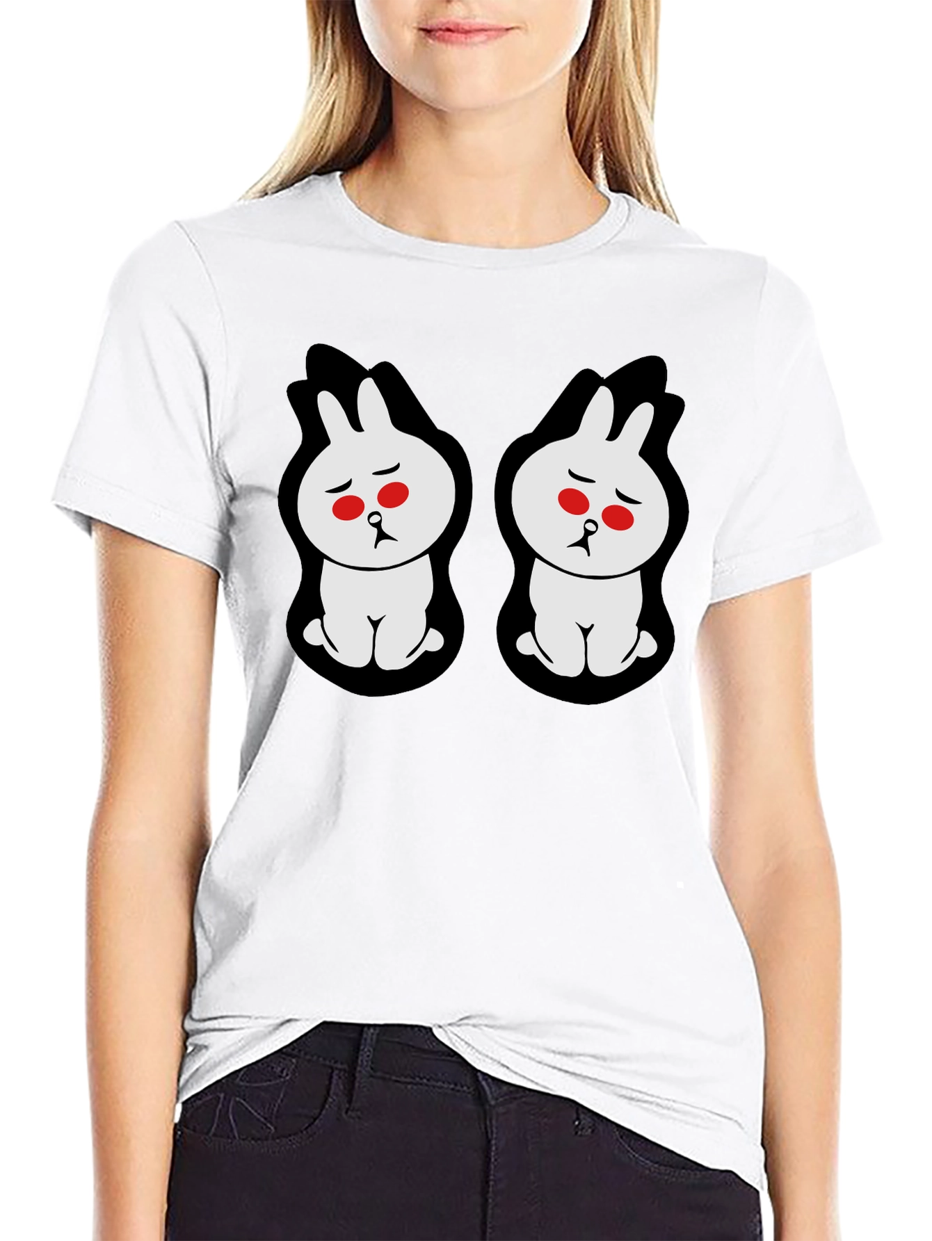 Sad Bunny Graphic Tee - Black Cotton Blend