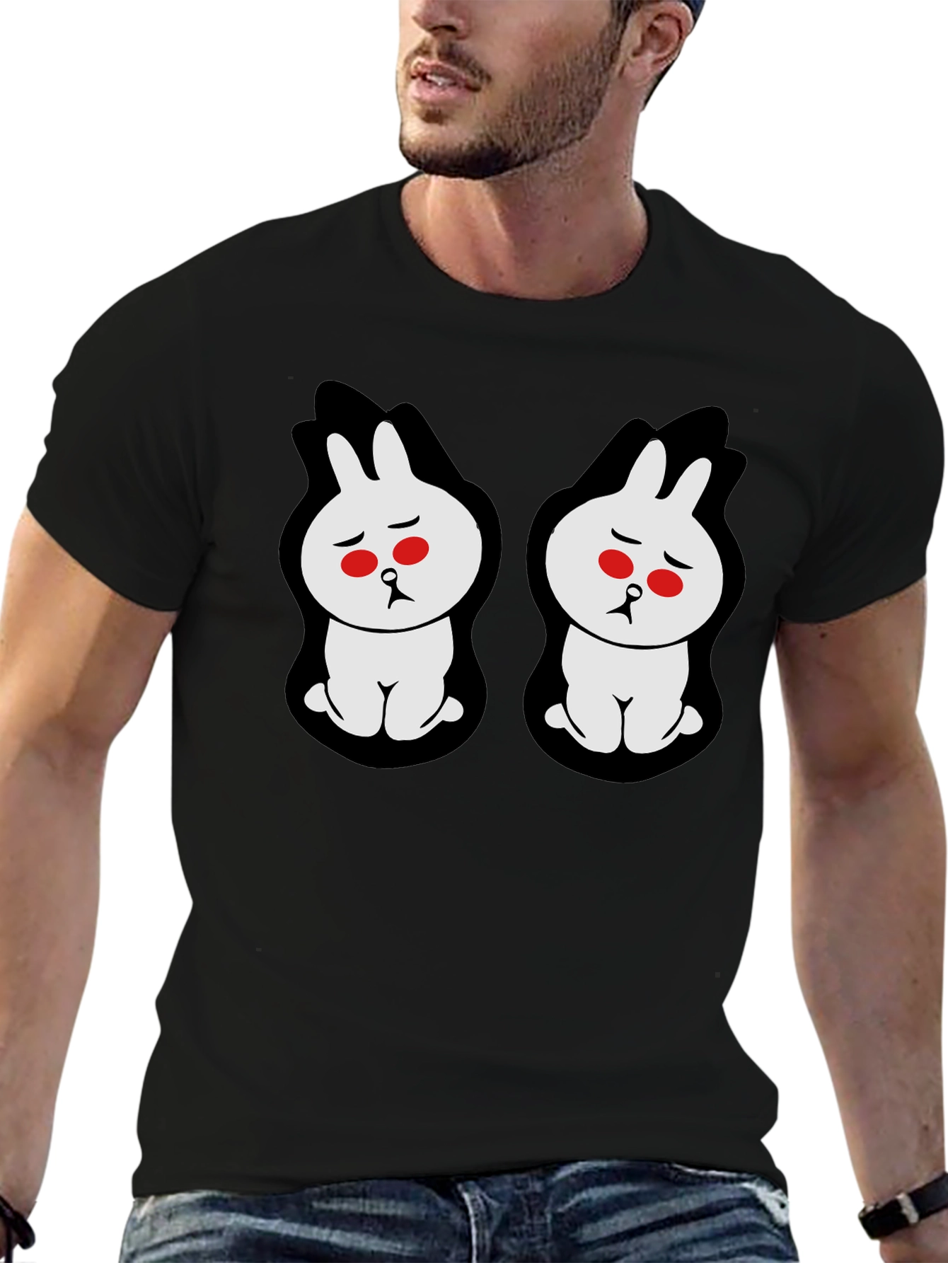 Sad Bunny Graphic Tee - Black Cotton Blend
