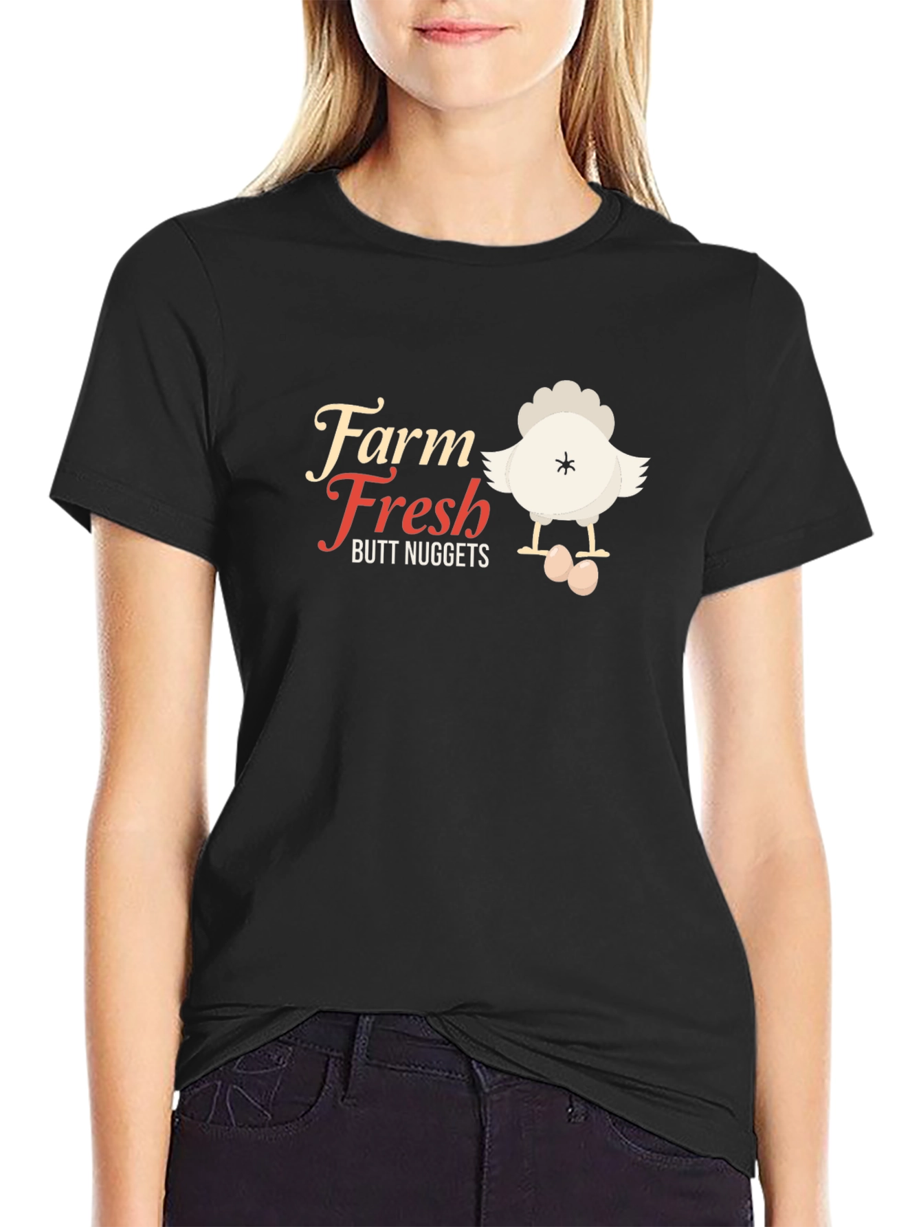 Farm Fresh Butt Nuggets Funny Chicken T-Shirt