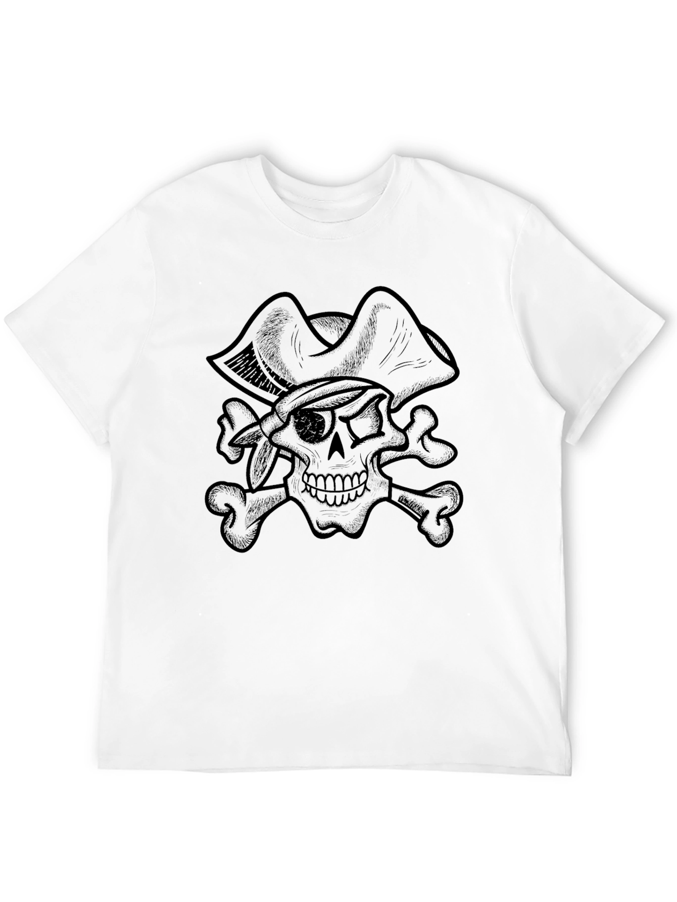 Pirate Skull Graphic Tee - Black Cotton T-Shirt