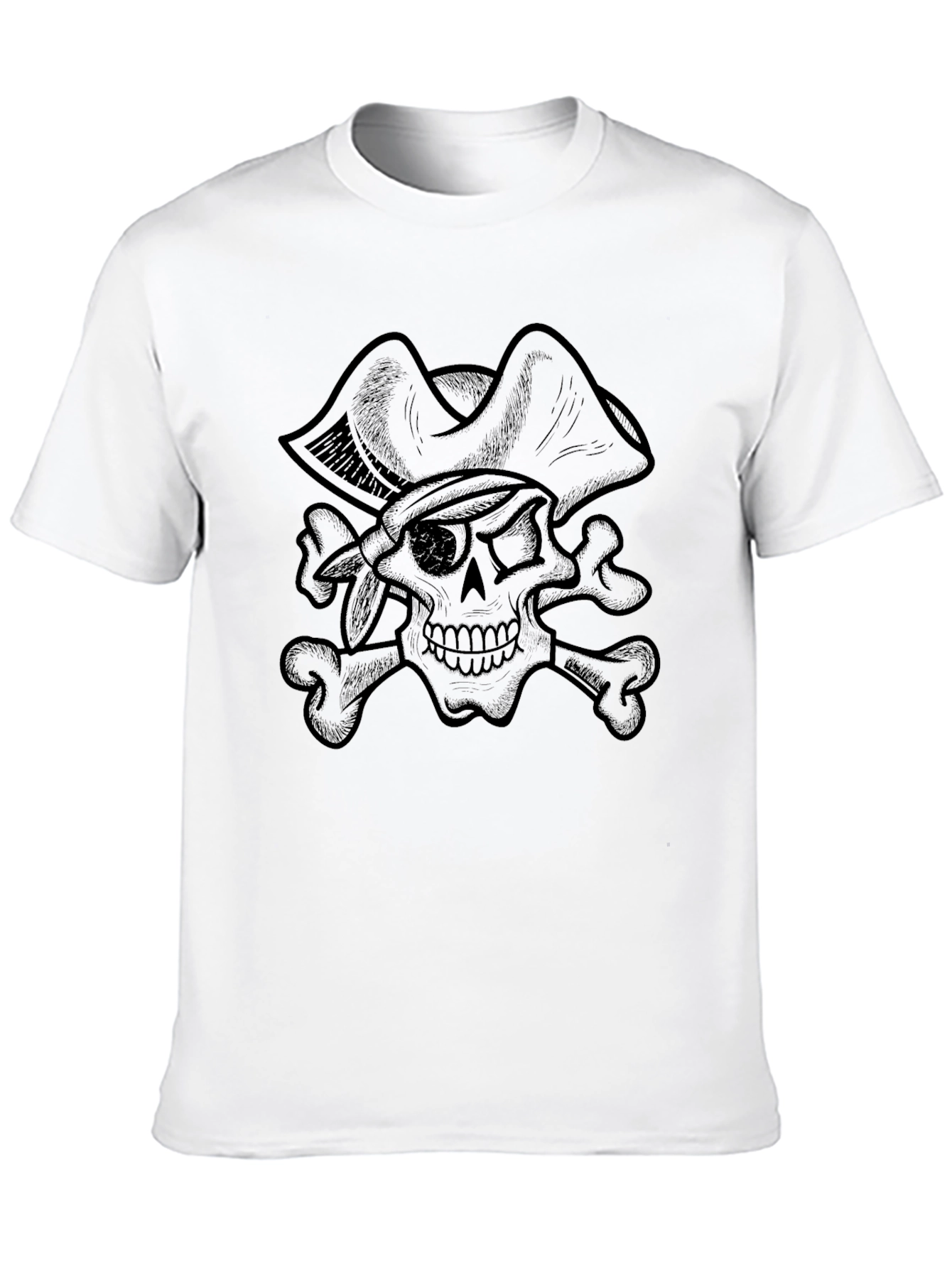 Pirate Skull Graphic Tee - Black Cotton T-Shirt