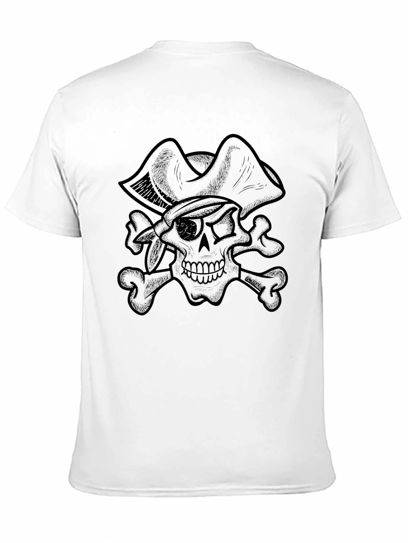 Pirate Skull Graphic Tee - Black Cotton T-Shirt