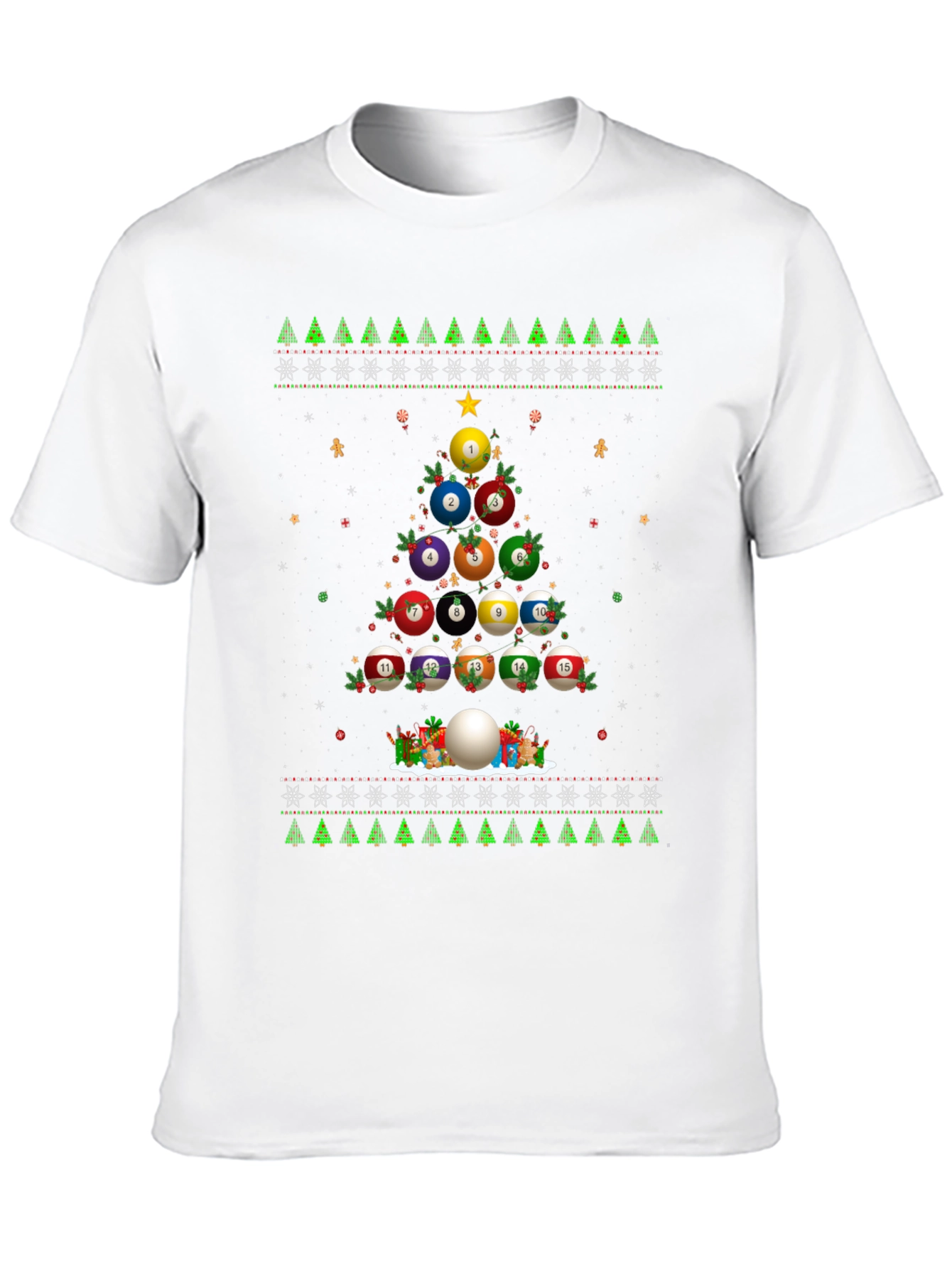 Billiard Ball Christmas Tree Holiday T-Shirt