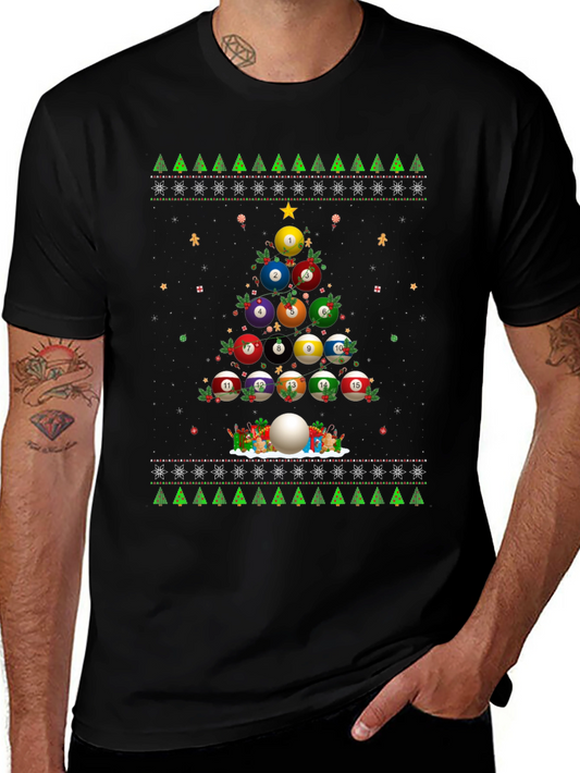 Billiard Ball Christmas Tree Holiday T-Shirt