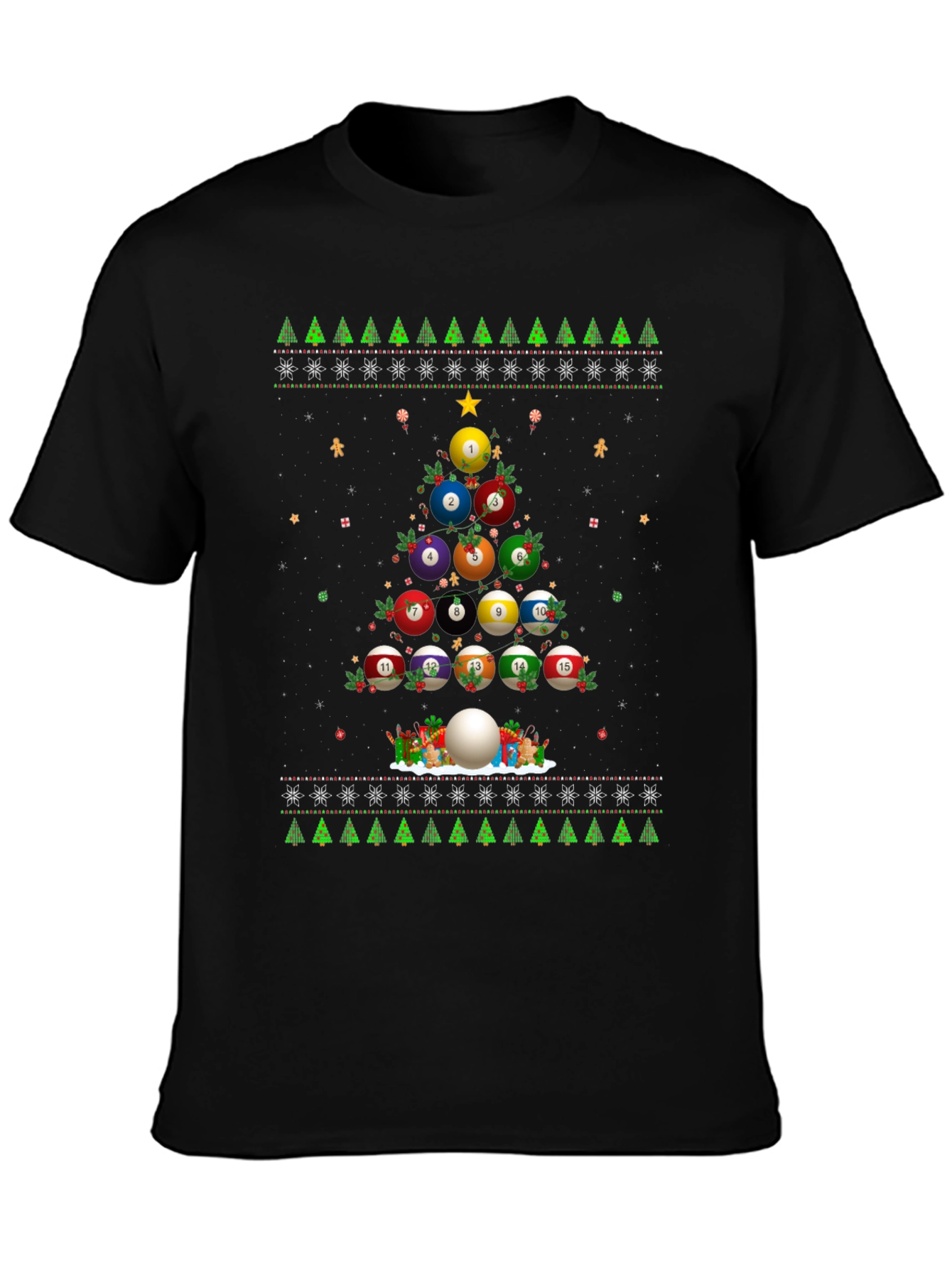 Billiard Ball Christmas Tree Holiday T-Shirt